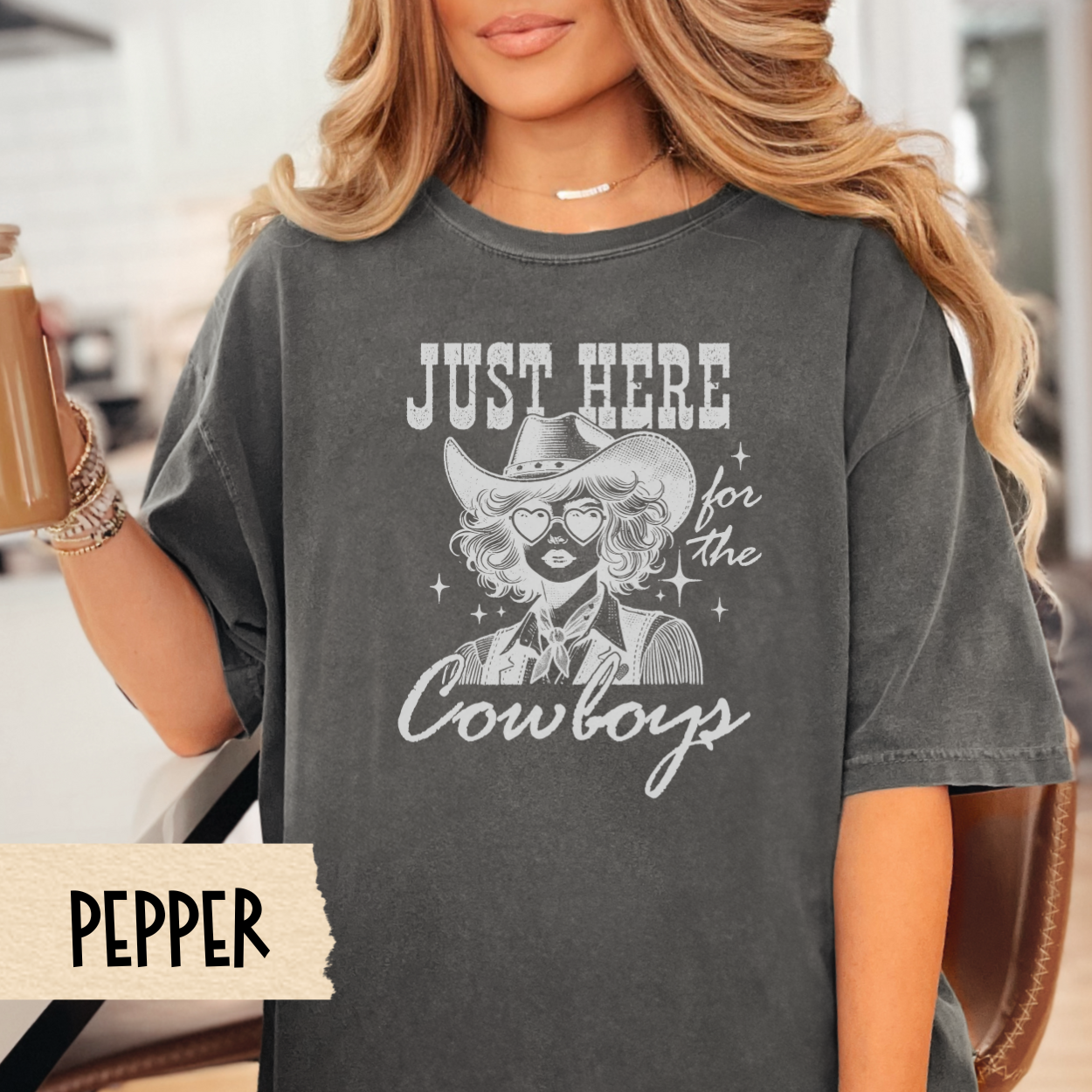 Just Here for the Cowboys Shirt, Western Graphic Tee, Rodeo Shirt, Cowgirl Aesthetic, Country Concert Tee, Southern Style, Comfort Colors