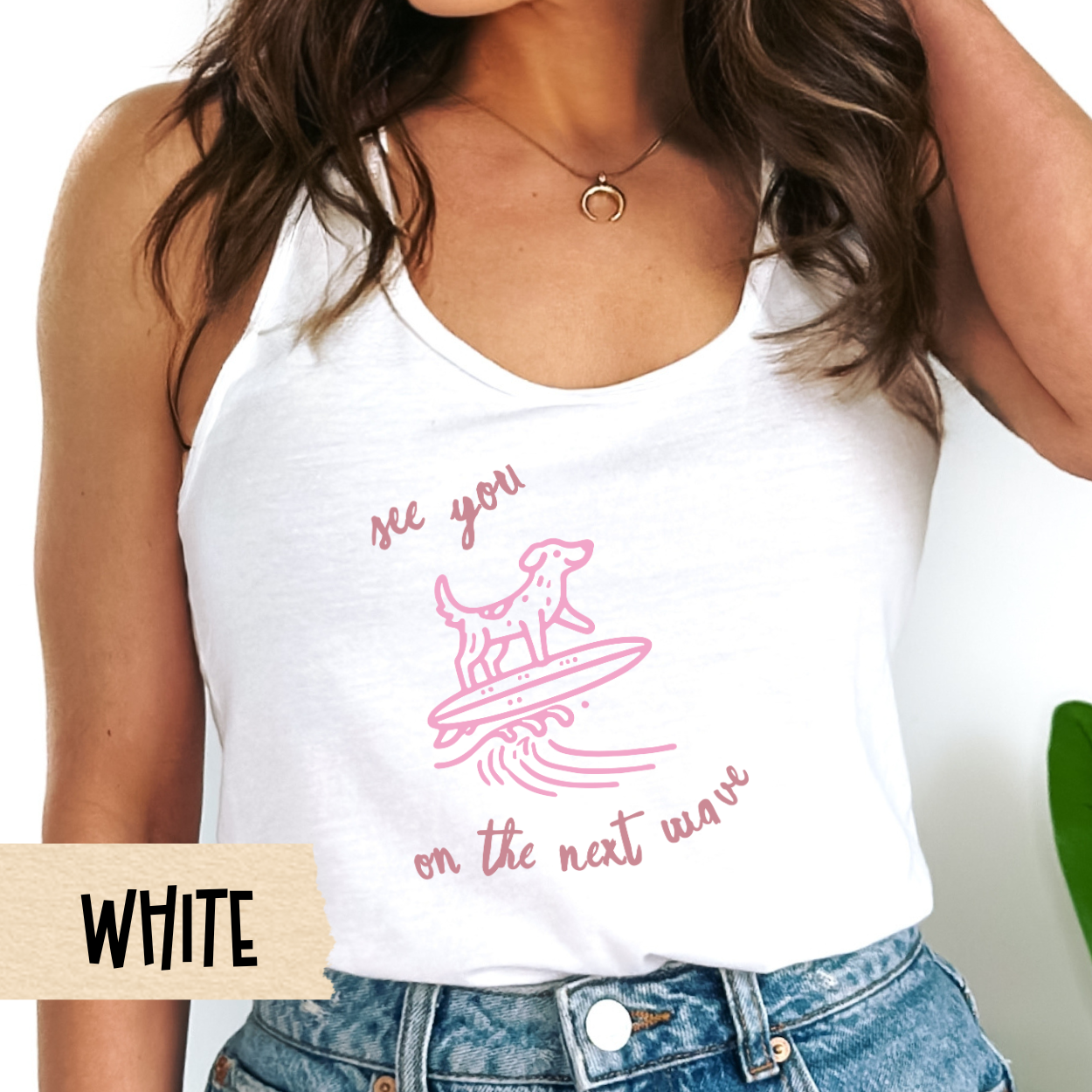 See You on the Next Wave Tank, Surfing Dog Shirt, Beach Tank Top, Vacation Outfit, Summer Racerback, Coastal Shirt, Cute Surf Tank
