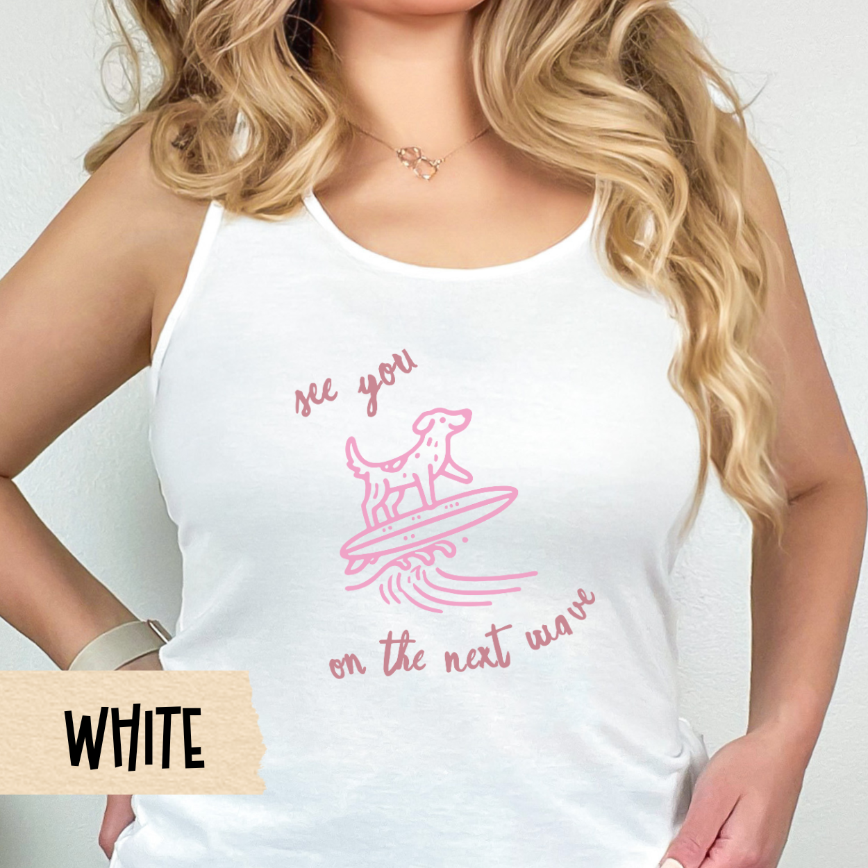 See You on the Next Wave Tank, Surfing Dog Shirt, Beach Tank Top, Vacation Outfit, Summer Racerback, Coastal Shirt, Cute Surf Tank