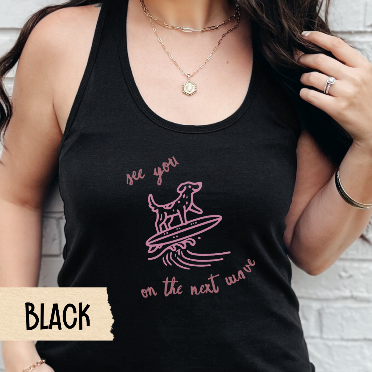 See You on the Next Wave Tank, Surfing Dog Shirt, Beach Tank Top, Vacation Outfit, Summer Racerback, Coastal Shirt, Cute Surf Tank