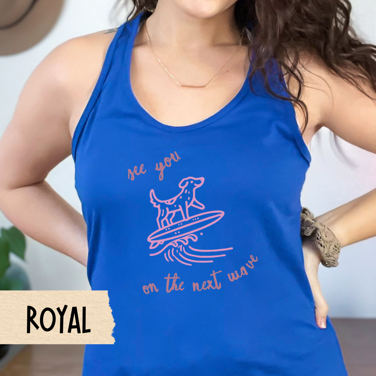 See You on the Next Wave Tank, Surfing Dog Shirt, Beach Tank Top, Vacation Outfit, Summer Racerback, Coastal Shirt, Cute Surf Tank