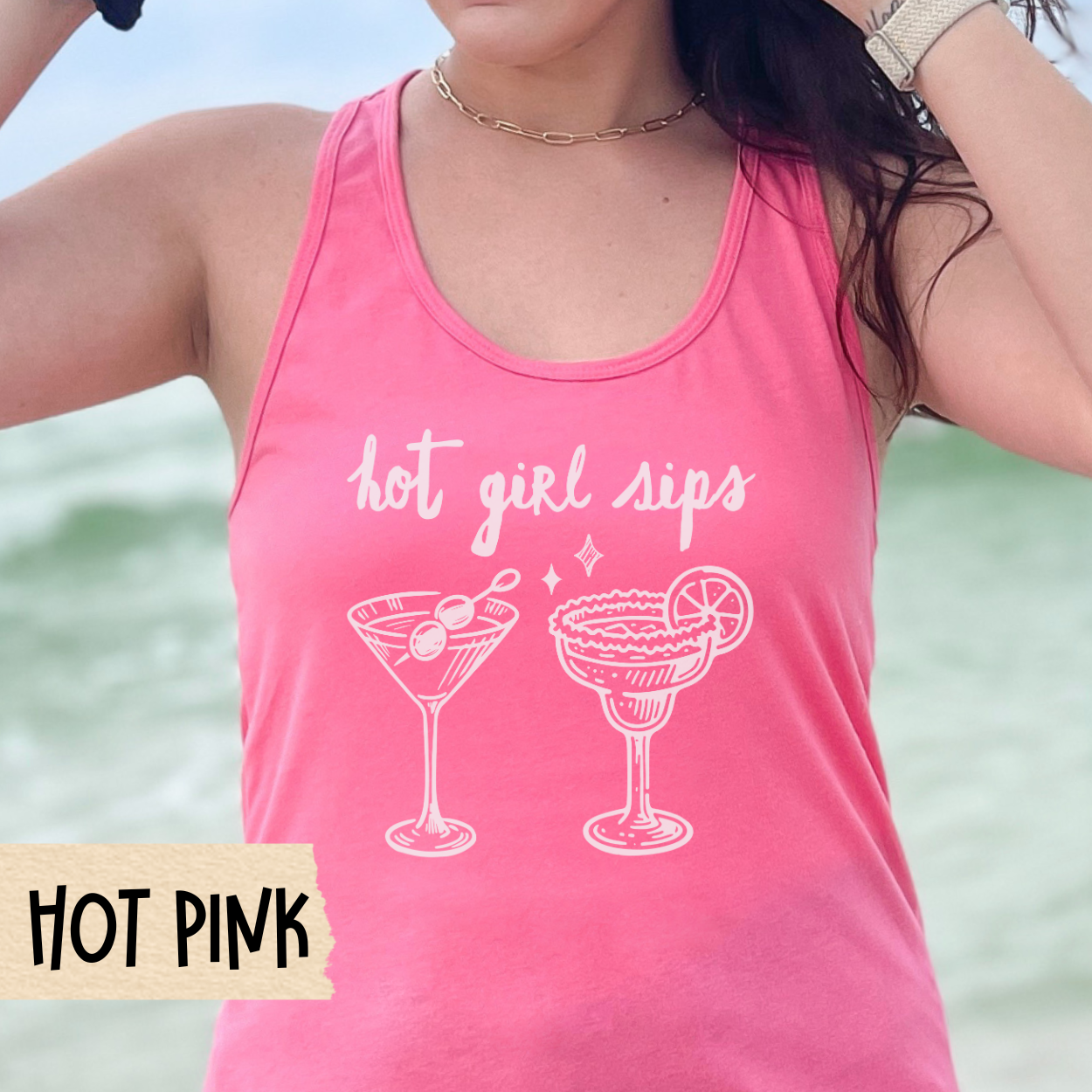 Hot Girl Sips Tank, Funny Cocktail Shirt, Martini Margarita Tank, Girls Trip Outfit, Summer Drinking Shirt, Vacation Tank, Party Shirt