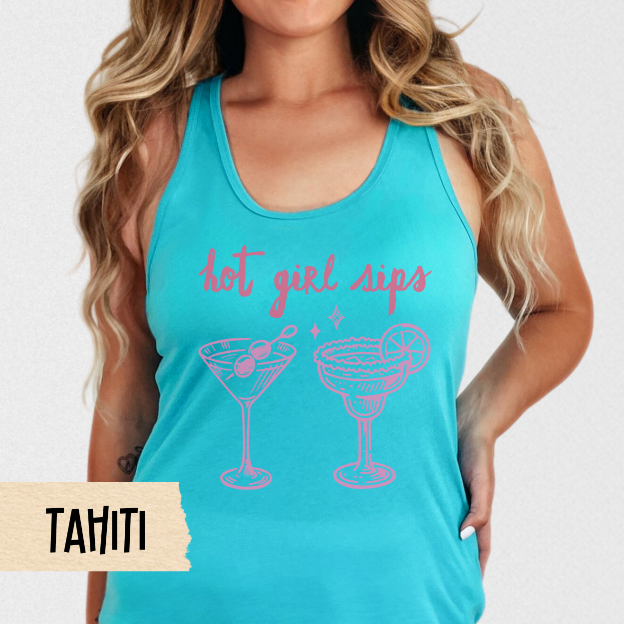 Hot Girl Sips Tank, Funny Cocktail Shirt, Martini Margarita Tank, Girls Trip Outfit, Summer Drinking Shirt, Vacation Tank, Party Shirt