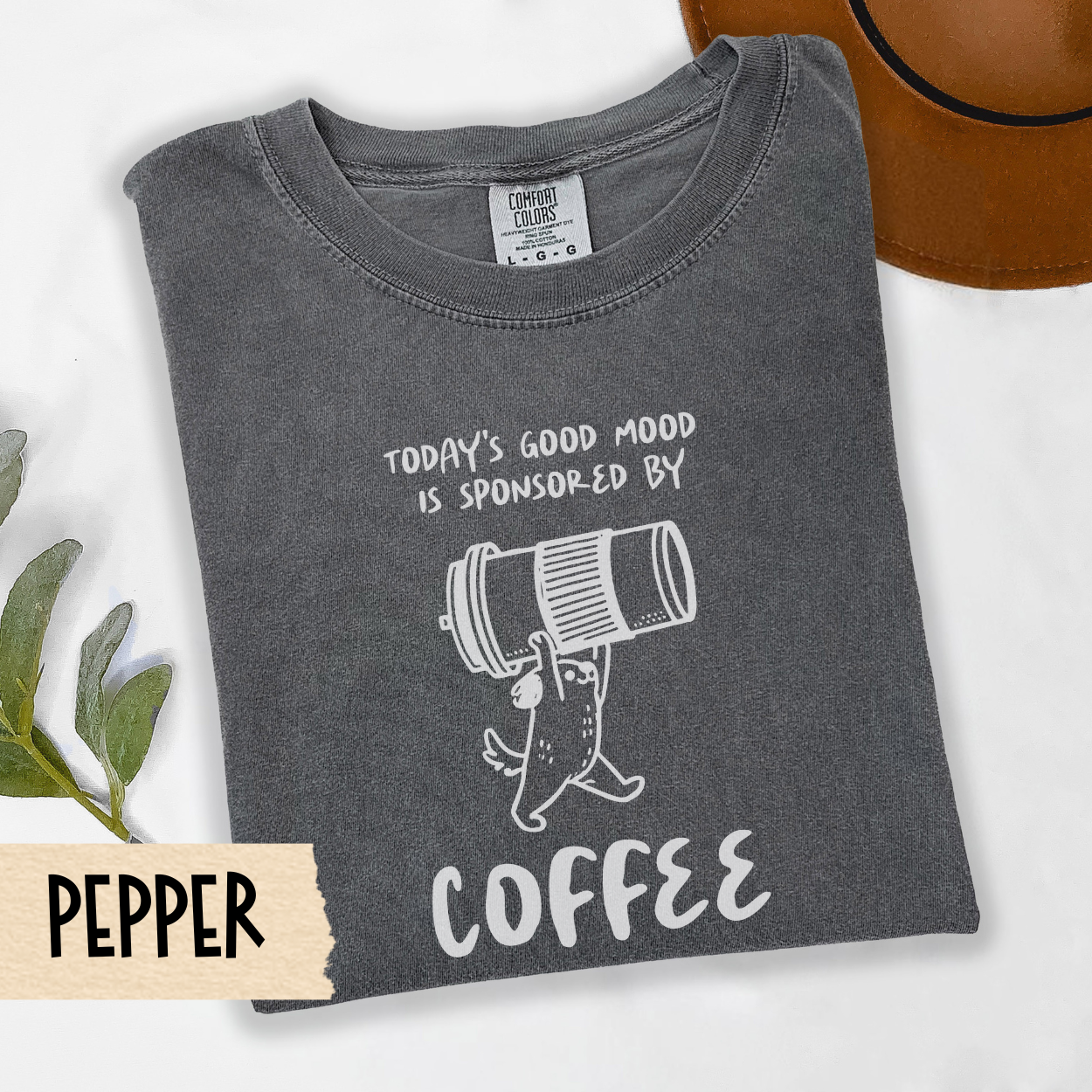 good mood coffee shirt, dog coffee lover tee, funny caffeine shirt, cozy coffee dog tee, sponsored by coffee top, Comfort Colors shirt