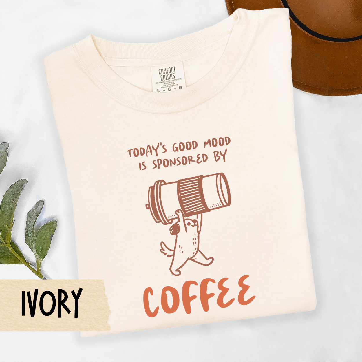 good mood coffee shirt, dog coffee lover tee, funny caffeine shirt, cozy coffee dog tee, sponsored by coffee top, Comfort Colors shirt