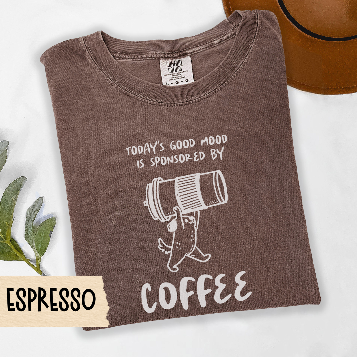 good mood coffee shirt, dog coffee lover tee, funny caffeine shirt, cozy coffee dog tee, sponsored by coffee top, Comfort Colors shirt