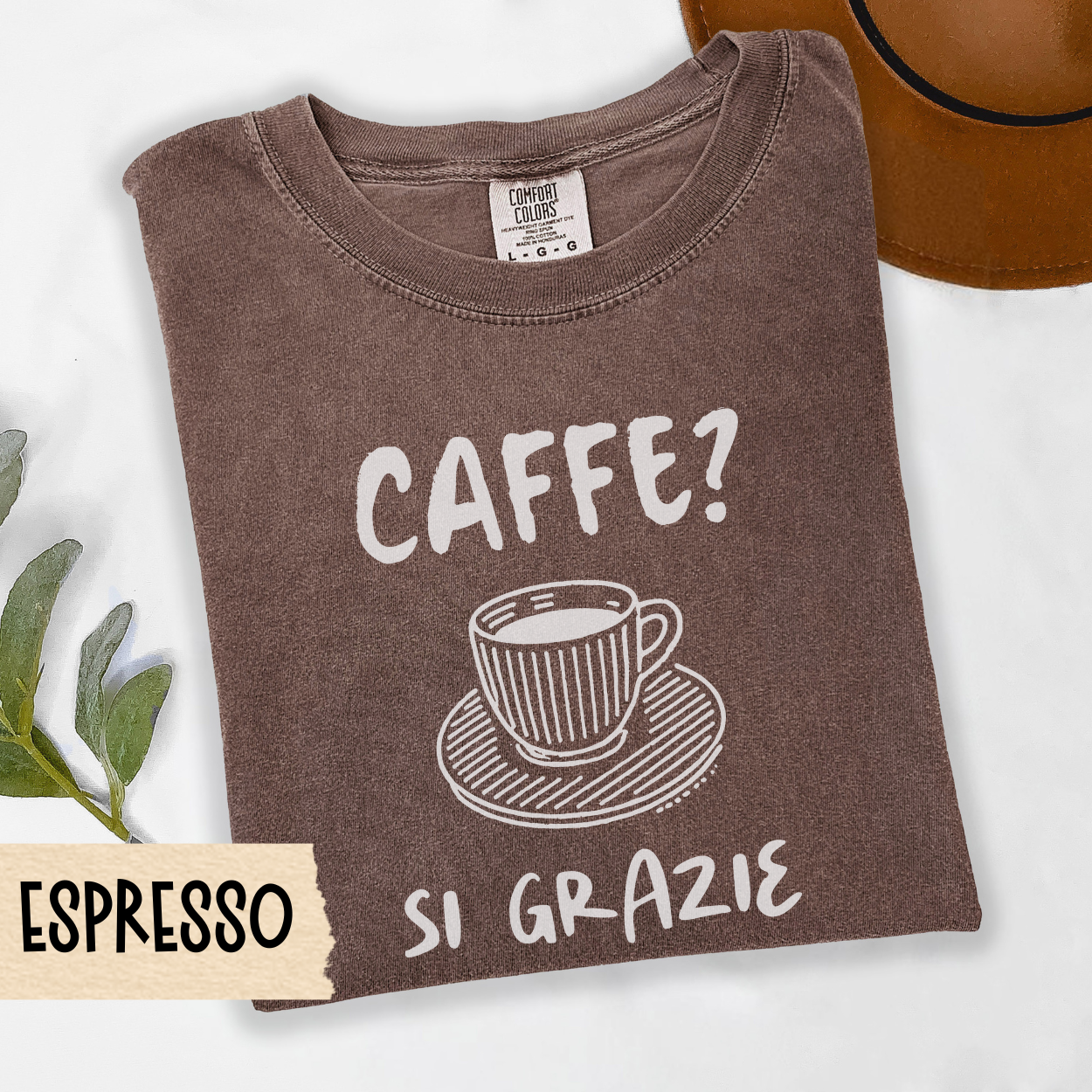 italian coffee shirt, caffe si grazie tee, espresso lover shirt, minimalist coffee tee, cozy coffee top, Comfort Colors shirt