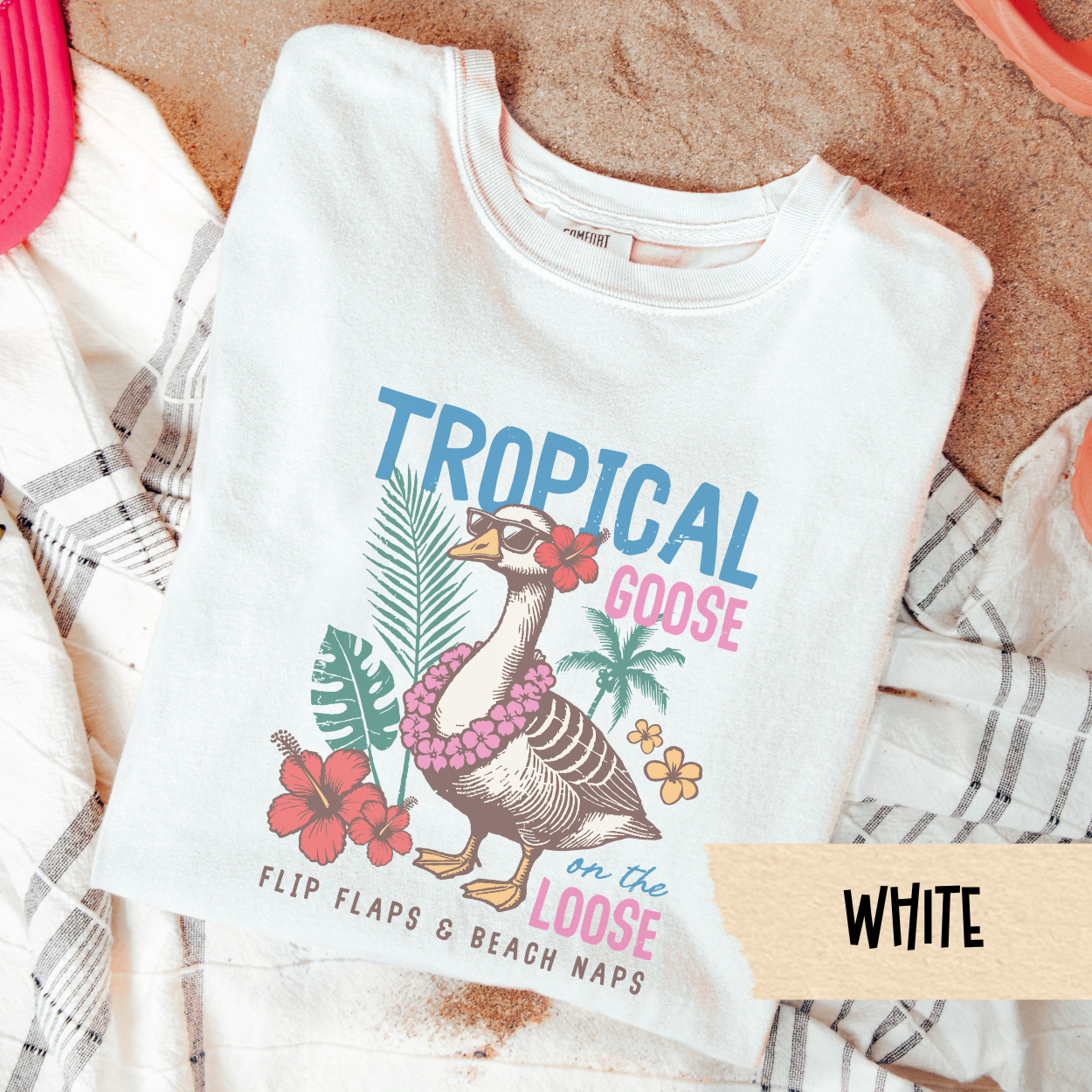 Tropical Goose Shirt Comfort Colors, Funny Beach Graphic Tee, Vacation Goose T-Shirt, Flip Flaps & Beach Naps Island Vibes Shirt