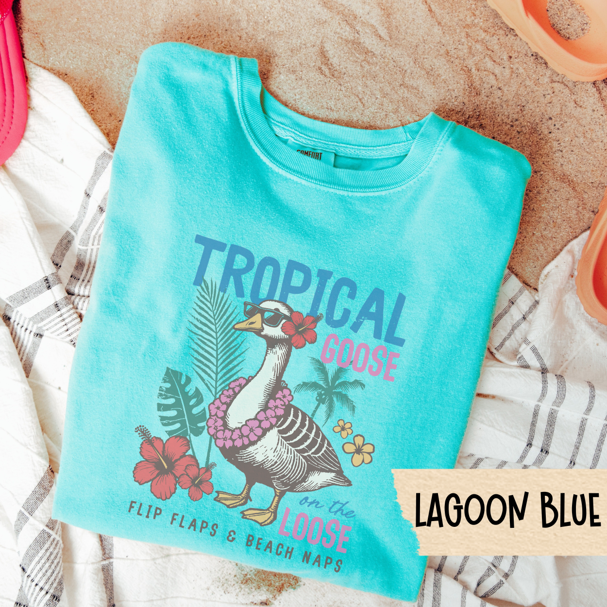 Tropical Goose Shirt Comfort Colors, Funny Beach Graphic Tee, Vacation Goose T-Shirt, Flip Flaps & Beach Naps Island Vibes Shirt
