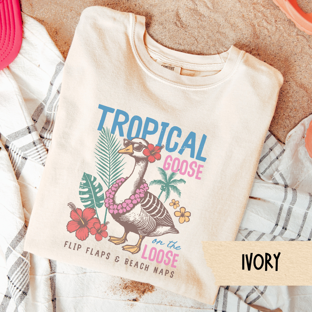 Tropical Goose Shirt Comfort Colors, Funny Beach Graphic Tee, Vacation Goose T-Shirt, Flip Flaps & Beach Naps Island Vibes Shirt