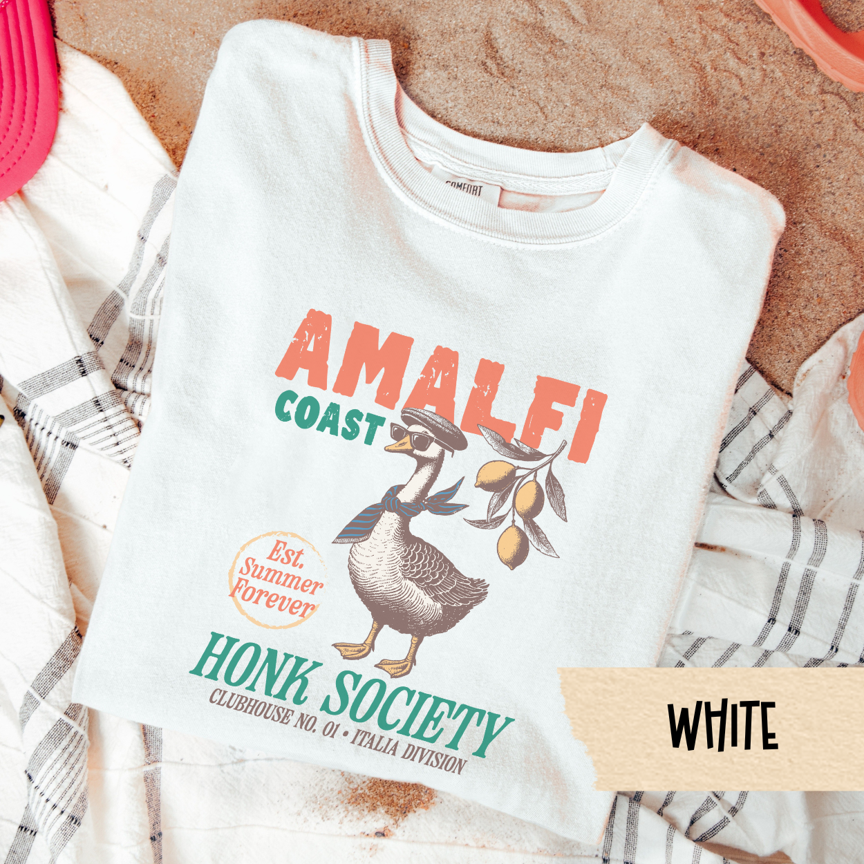 Amalfi Coast Goose Shirt, Honk Society Italia Tee, Funny Summer Travel T-Shirt, Lemon Italy Graphic Tee, Silly Vacation Goose Shirt