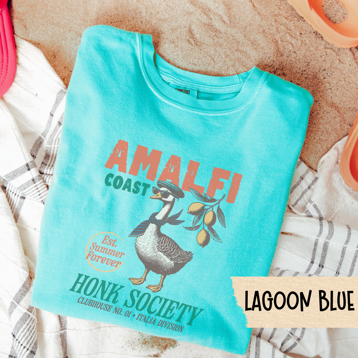 Amalfi Coast Goose Shirt, Honk Society Italia Tee, Funny Summer Travel T-Shirt, Lemon Italy Graphic Tee, Silly Vacation Goose Shirt