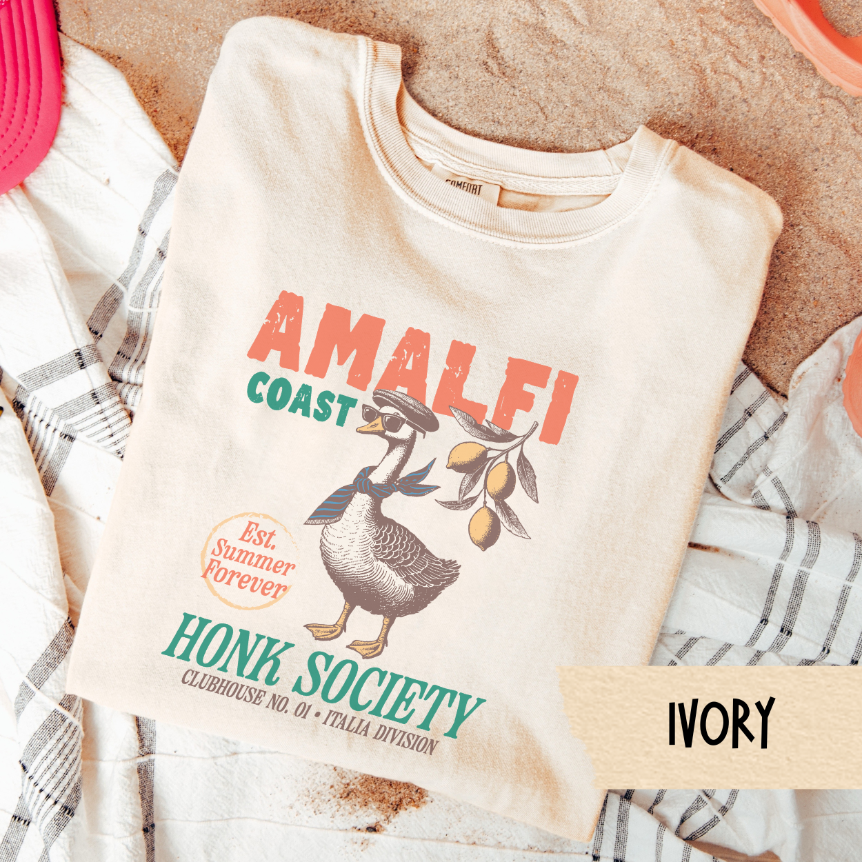 Amalfi Coast Goose Shirt, Honk Society Italia Tee, Funny Summer Travel T-Shirt, Lemon Italy Graphic Tee, Silly Vacation Goose Shirt