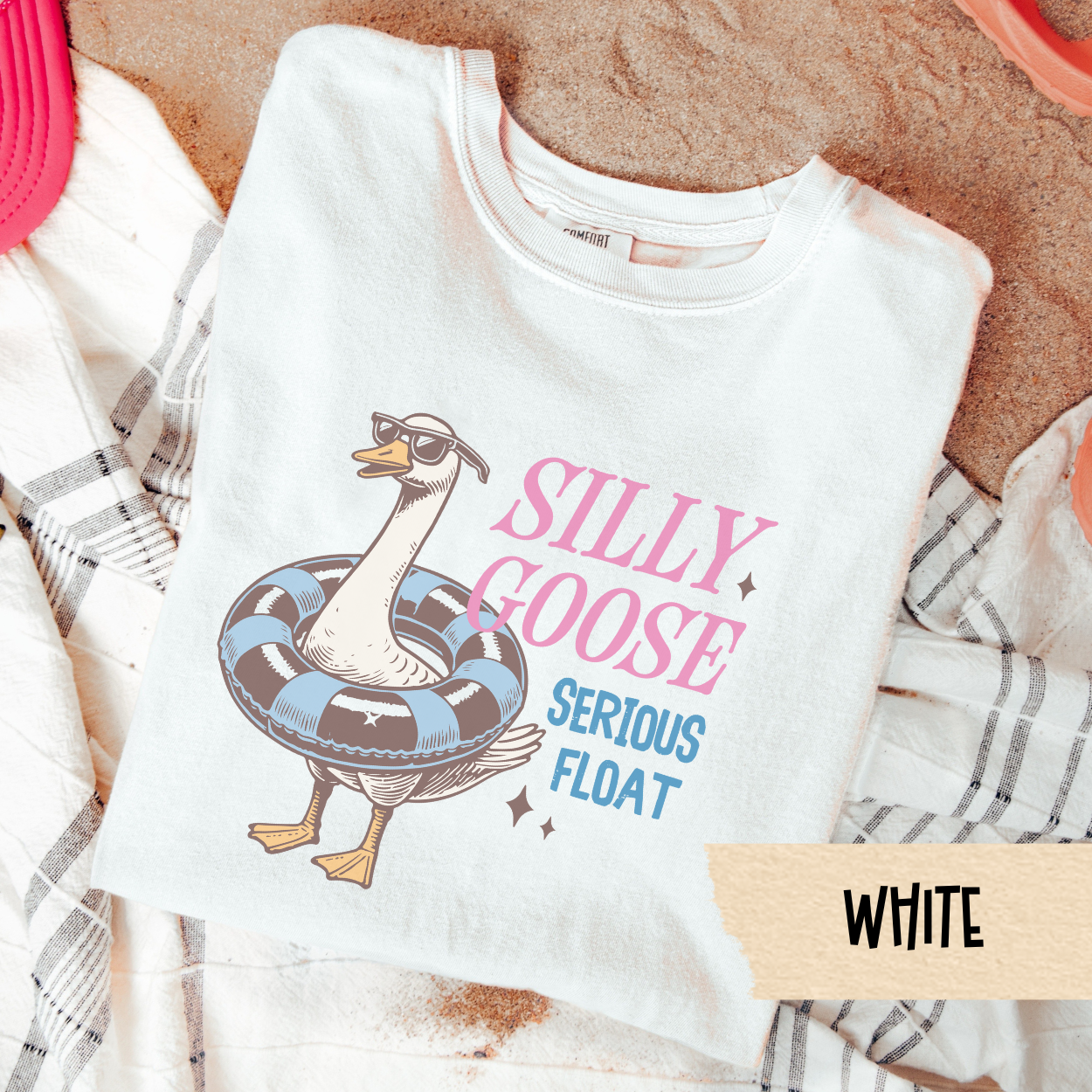 Funny Pool Goose Shirt, Silly Goose Serious Float Tee, Summer Humor Graphic T-Shirt, Quirky Floatie Shirt, Chill Animal Vacation Top