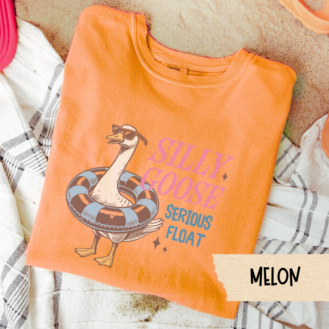 Funny Pool Goose Shirt, Silly Goose Serious Float Tee, Summer Humor Graphic T-Shirt, Quirky Floatie Shirt, Chill Animal Vacation Top