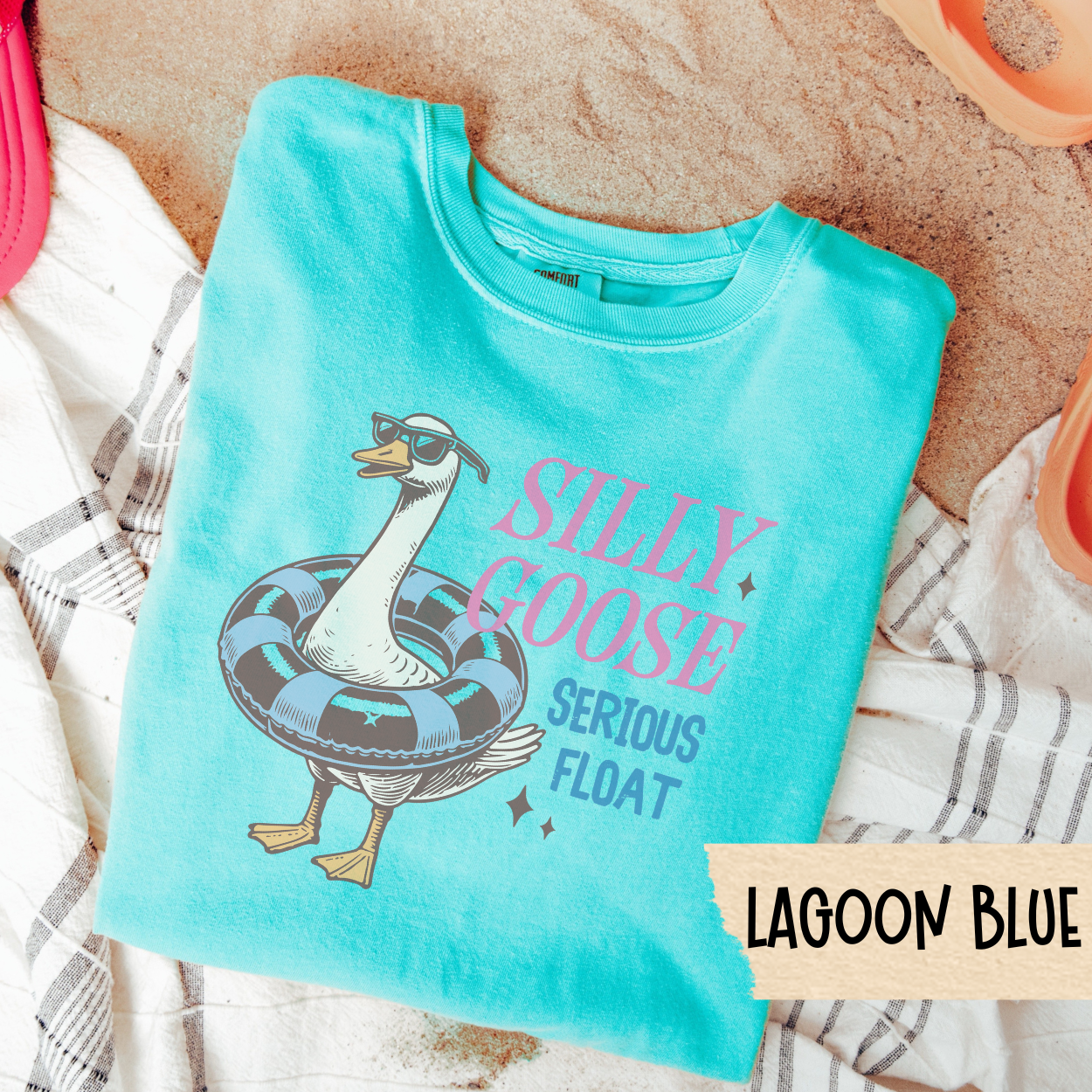 Funny Pool Goose Shirt, Silly Goose Serious Float Tee, Summer Humor Graphic T-Shirt, Quirky Floatie Shirt, Chill Animal Vacation Top