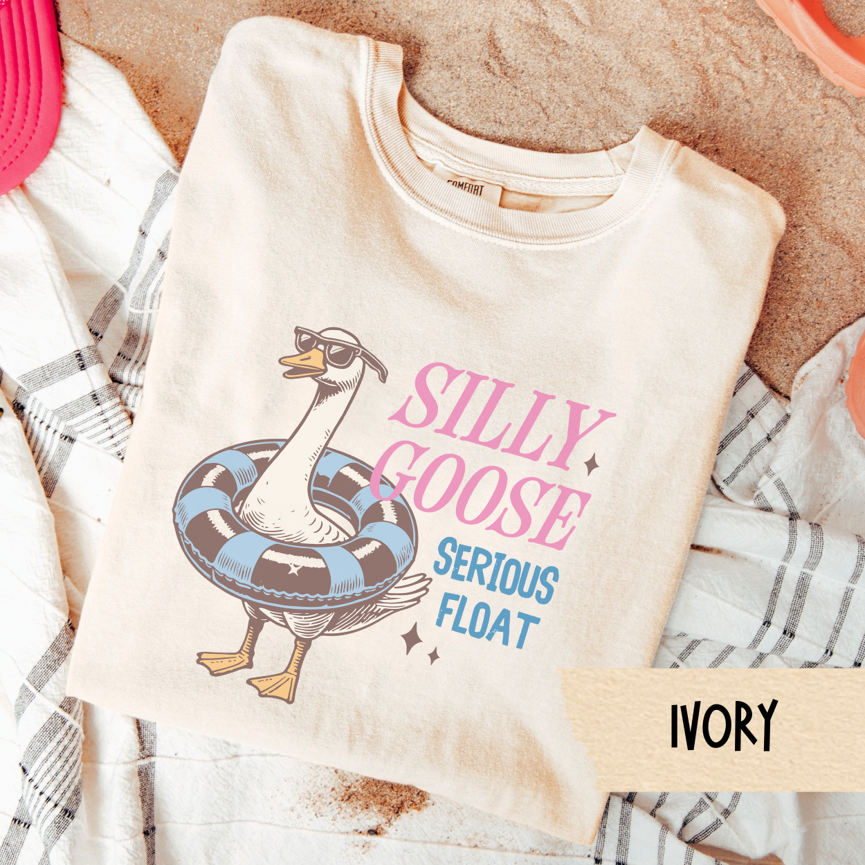Funny Pool Goose Shirt, Silly Goose Serious Float Tee, Summer Humor Graphic T-Shirt, Quirky Floatie Shirt, Chill Animal Vacation Top