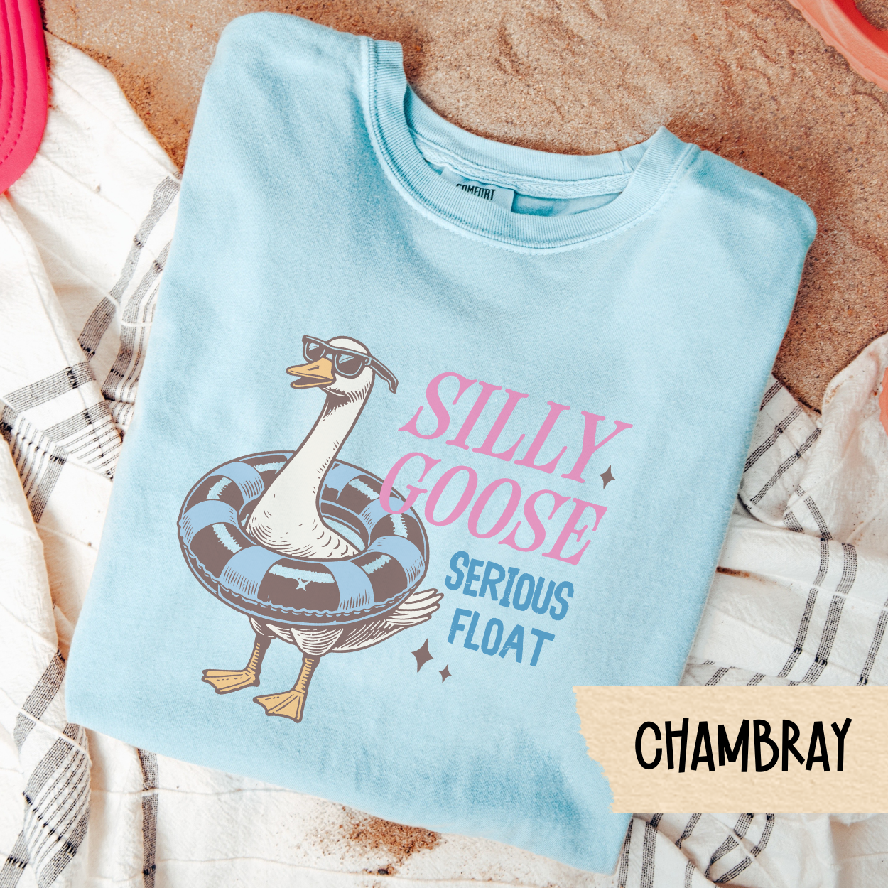 Funny Pool Goose Shirt, Silly Goose Serious Float Tee, Summer Humor Graphic T-Shirt, Quirky Floatie Shirt, Chill Animal Vacation Top