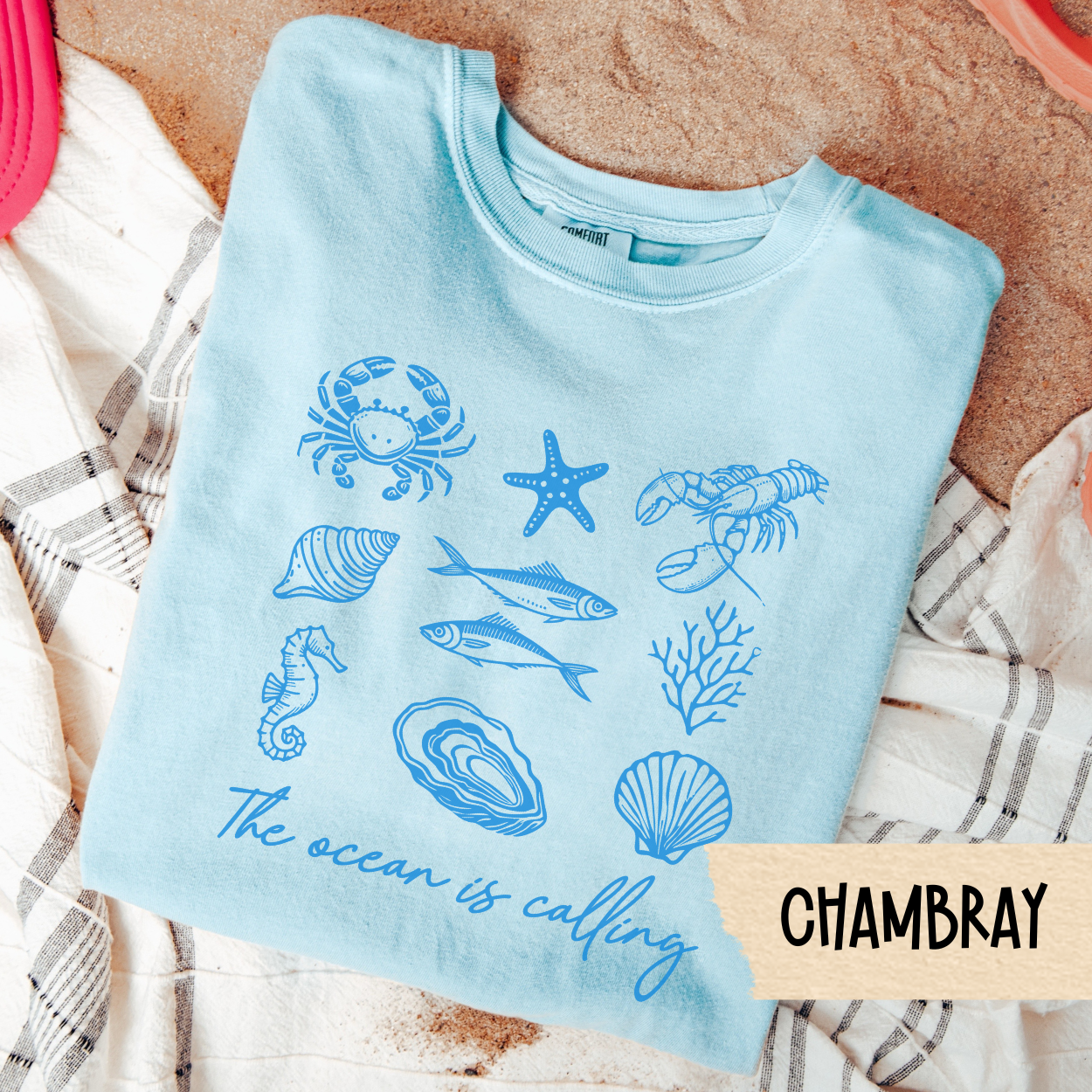 The Ocean Is Calling Shirt, Coastal Summer Tee, Beach Lover Graphic Shirt, Sea Life Comfort Colors Tee, Ocean Vacation, Marine Life Tee