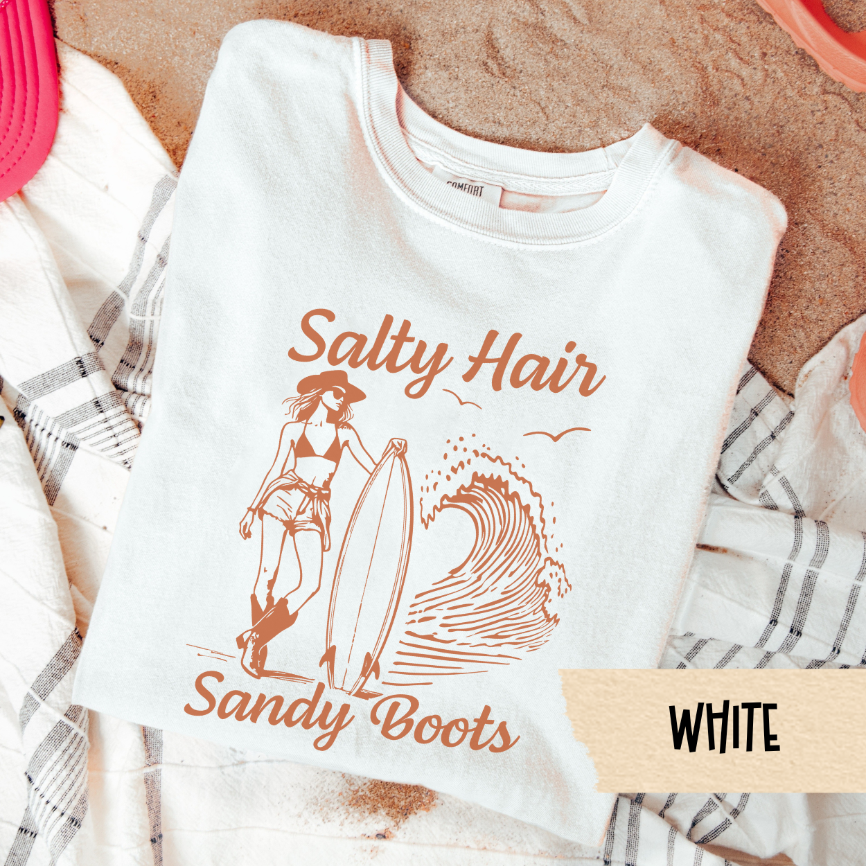 Salty Hair Sandy Boots Shirt, Coastal Cowgirl Tee, Western Beach Shirt, Summer Country Girl Tee, Comfort Colors Shirt, Surf Cowgirl Top