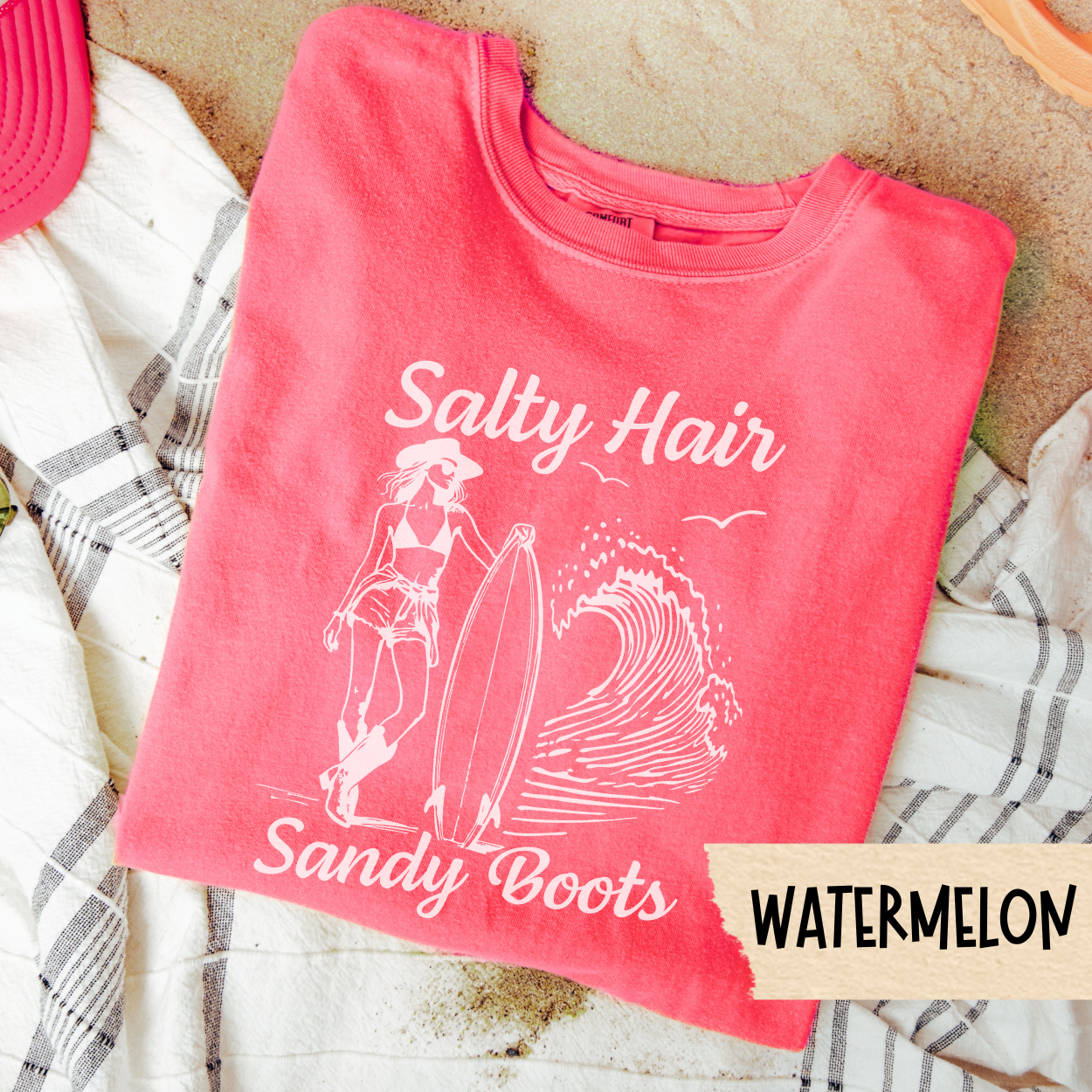 Salty Hair Sandy Boots Shirt, Coastal Cowgirl Tee, Western Beach Shirt, Summer Country Girl Tee, Comfort Colors Shirt, Surf Cowgirl Top