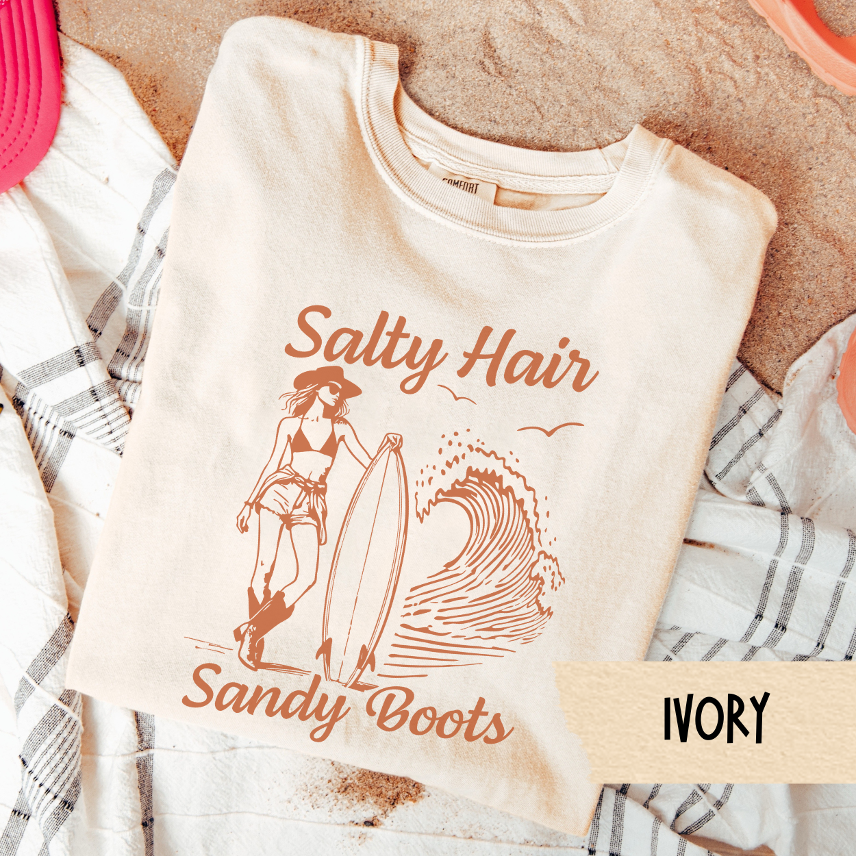 Salty Hair Sandy Boots Shirt, Coastal Cowgirl Tee, Western Beach Shirt, Summer Country Girl Tee, Comfort Colors Shirt, Surf Cowgirl Top