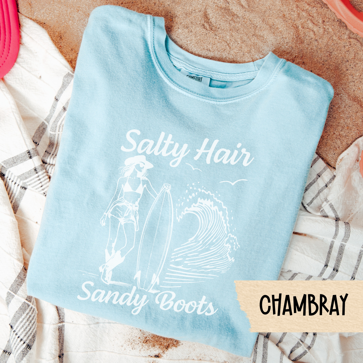 Salty Hair Sandy Boots Shirt, Coastal Cowgirl Tee, Western Beach Shirt, Summer Country Girl Tee, Comfort Colors Shirt, Surf Cowgirl Top