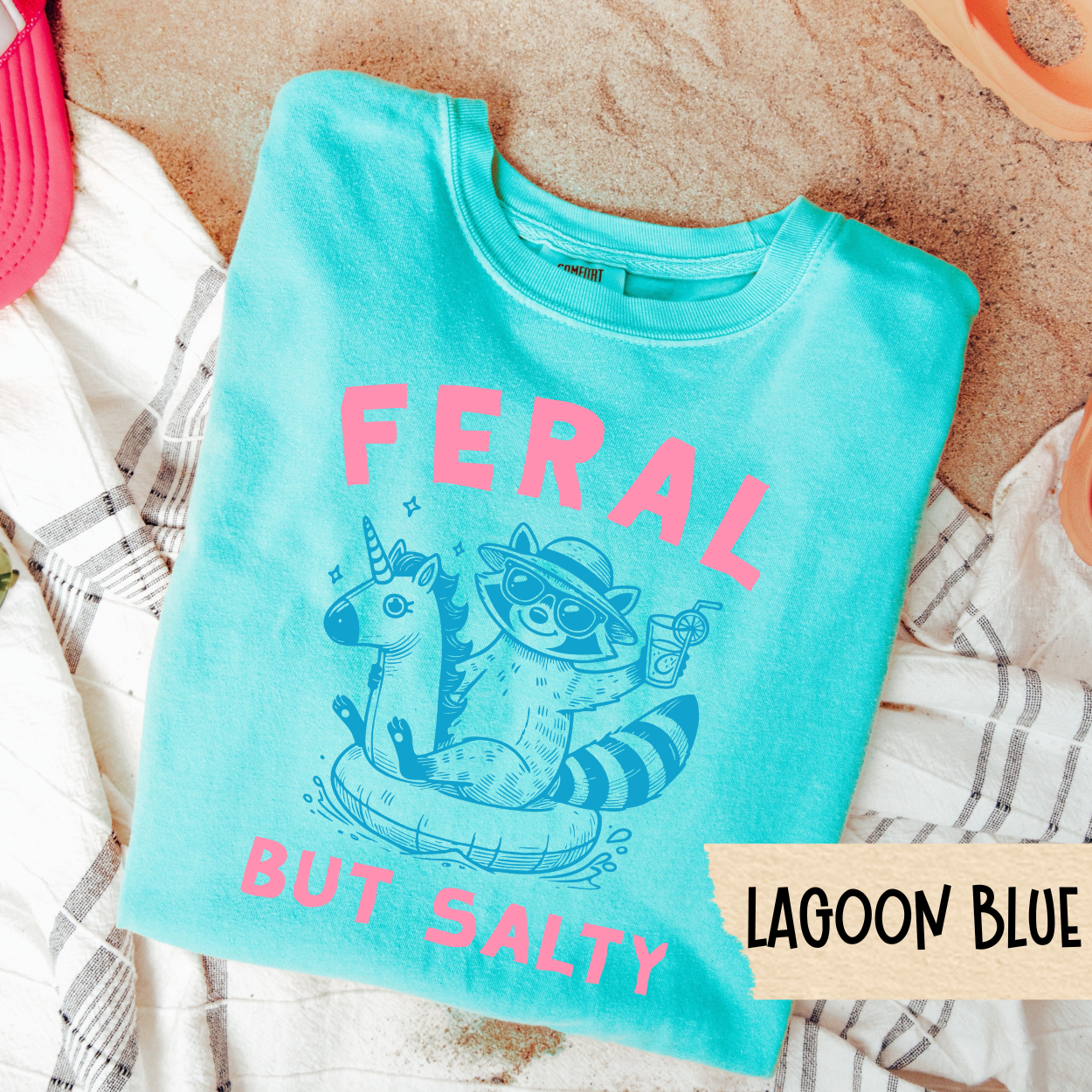 Feral But Salty Shirt, Funny Summer Shirt, Girls Trip Tee, Salty Beach Shirt, Raccoon Graphic Tee, Comfort Colors Tee, Pool Day Shirt