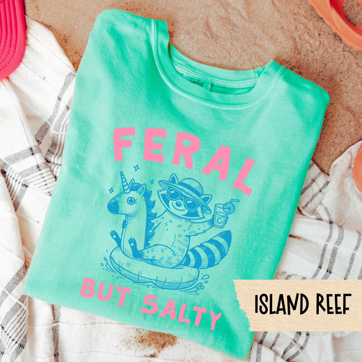 Feral But Salty Shirt, Funny Summer Shirt, Girls Trip Tee, Salty Beach Shirt, Raccoon Graphic Tee, Comfort Colors Tee, Pool Day Shirt
