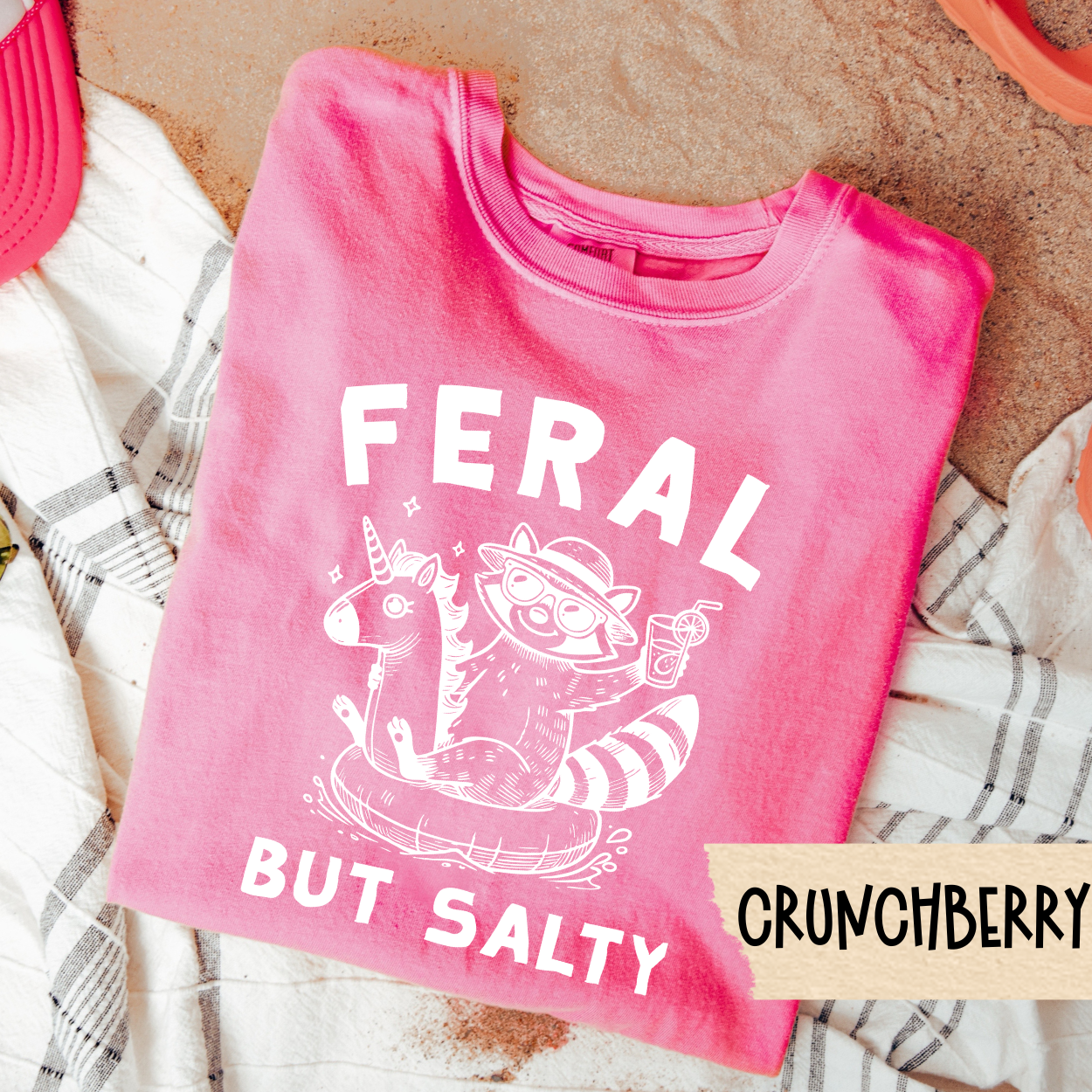 Feral But Salty Shirt, Funny Summer Shirt, Girls Trip Tee, Salty Beach Shirt, Raccoon Graphic Tee, Comfort Colors Tee, Pool Day Shirt