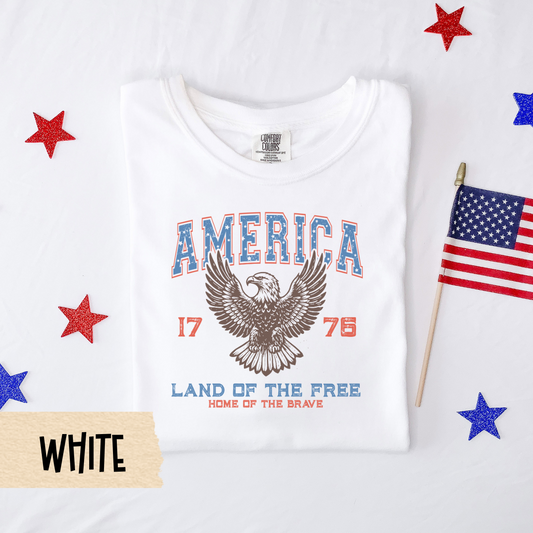 Fourth of July shirt, America 1776 tee, patriotic eagle shirt, Land of the Free shirt, vintage USA shirt, Comfort Colors tee, july 4 top
