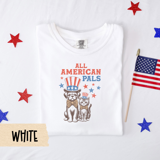 Fourth of July shirt, patriotic pet shirt, All American Pals tee, USA dog cat shirt, Comfort Colors tee, 4th of July shirt, animal lover
