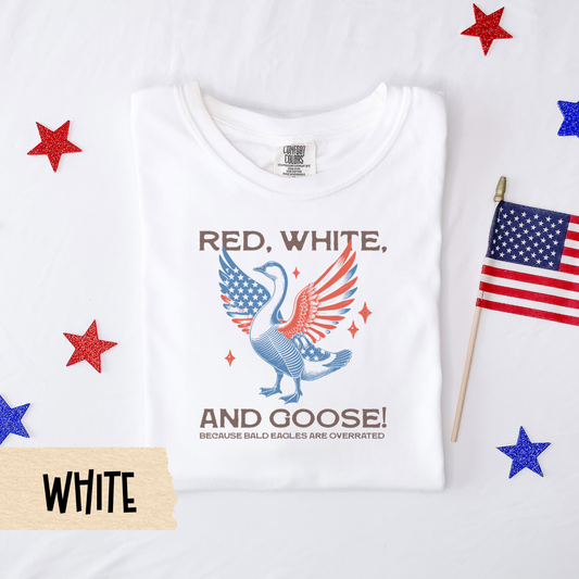 Fourth of July shirt, red white and goose tee, funny patriotic shirt, Comfort Colors USA shirt, quirky July 4th shirt, unisex americana top