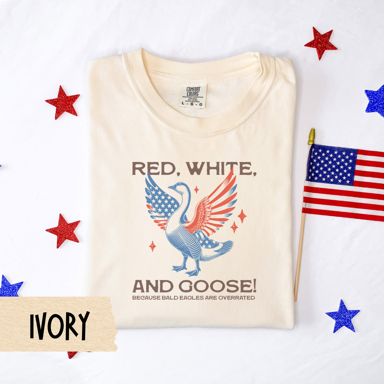 Fourth of July shirt, red white and goose tee, funny patriotic shirt, Comfort Colors USA shirt, quirky July 4th shirt, unisex americana top