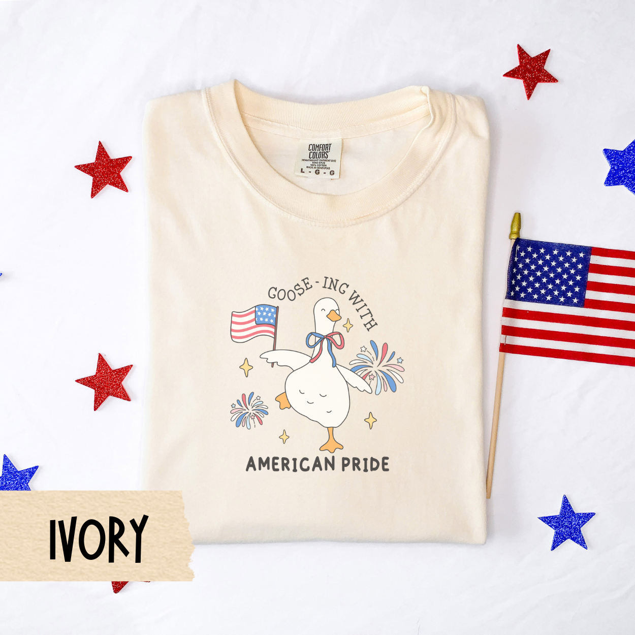 Patriotic goose shirt, funny 4th of July tee, American pride shirt, comfort colors shirt, USA goose graphic tee, red white blue outfit