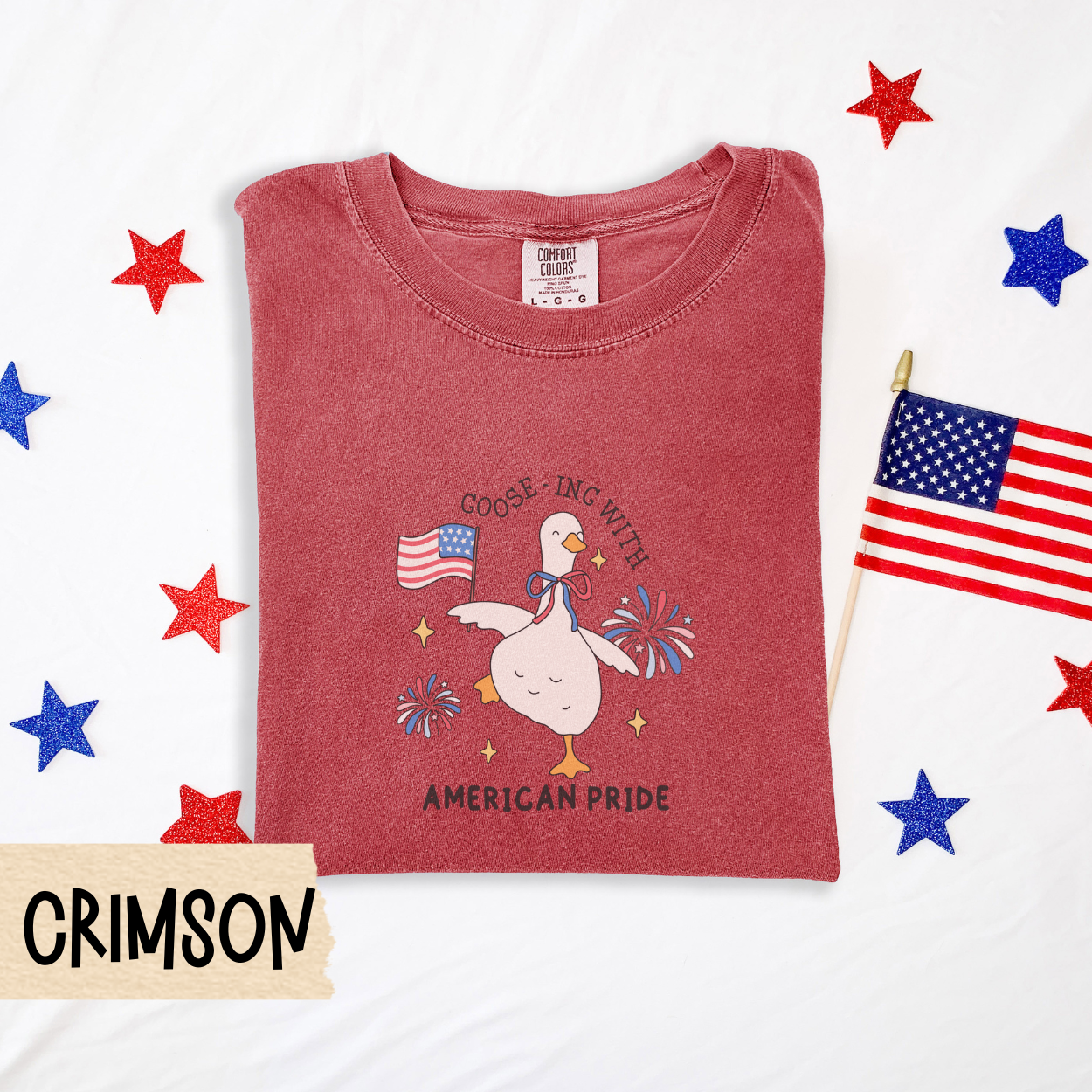 Patriotic goose shirt, funny 4th of July tee, American pride shirt, comfort colors shirt, USA goose graphic tee, red white blue outfit