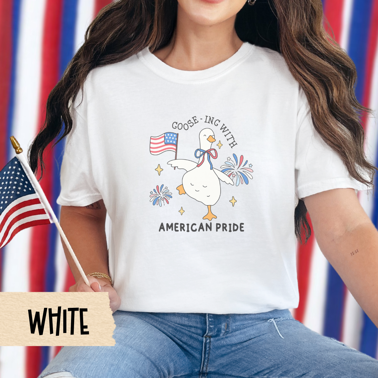 Patriotic goose shirt, funny 4th of July tee, American pride shirt, comfort colors shirt, USA goose graphic tee, red white blue outfit