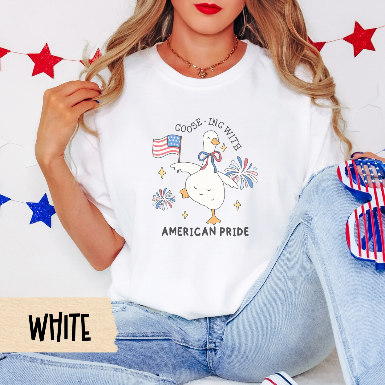 Patriotic goose shirt, funny 4th of July tee, American pride shirt, comfort colors shirt, USA goose graphic tee, red white blue outfit