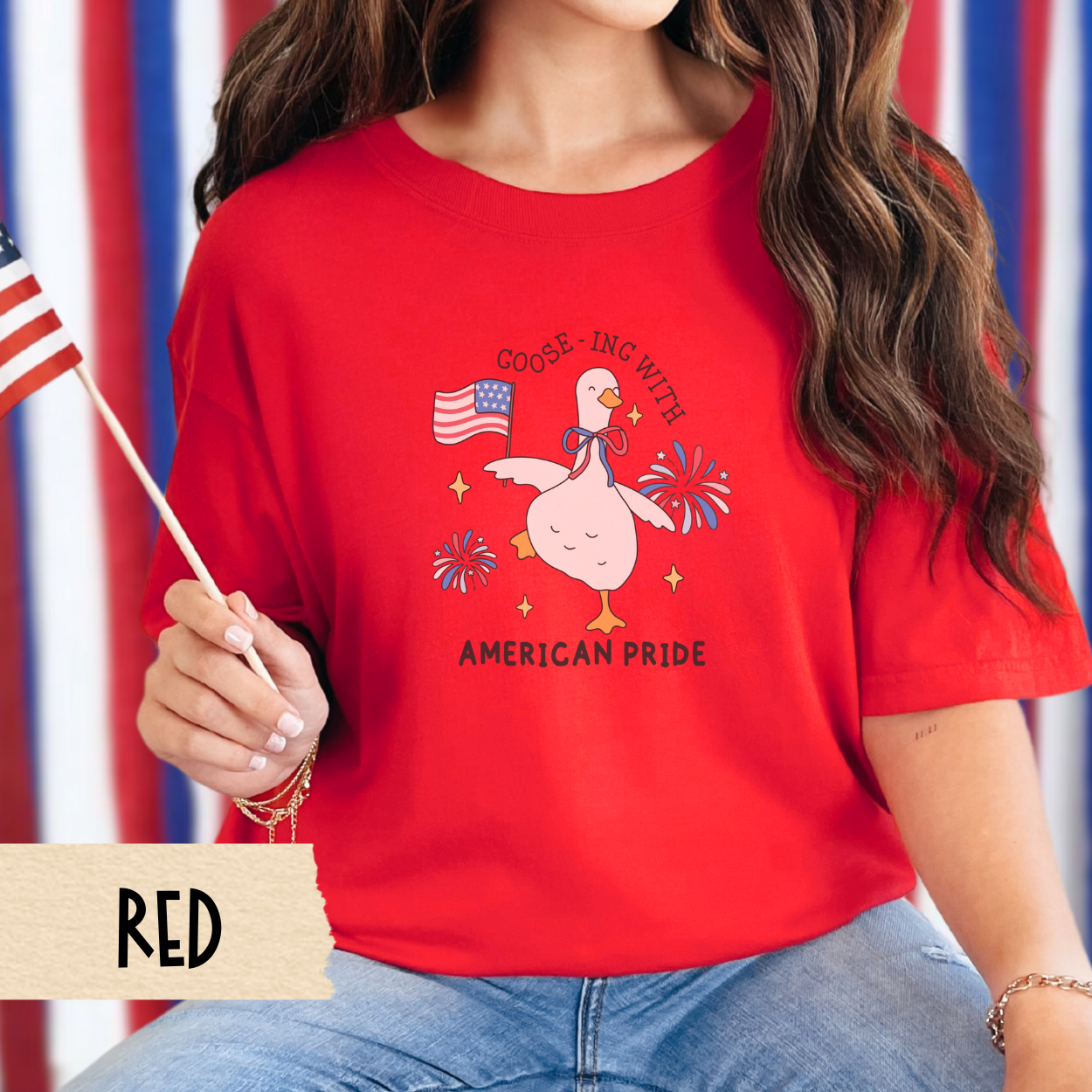 Patriotic goose shirt, funny 4th of July tee, American pride shirt, comfort colors shirt, USA goose graphic tee, red white blue outfit