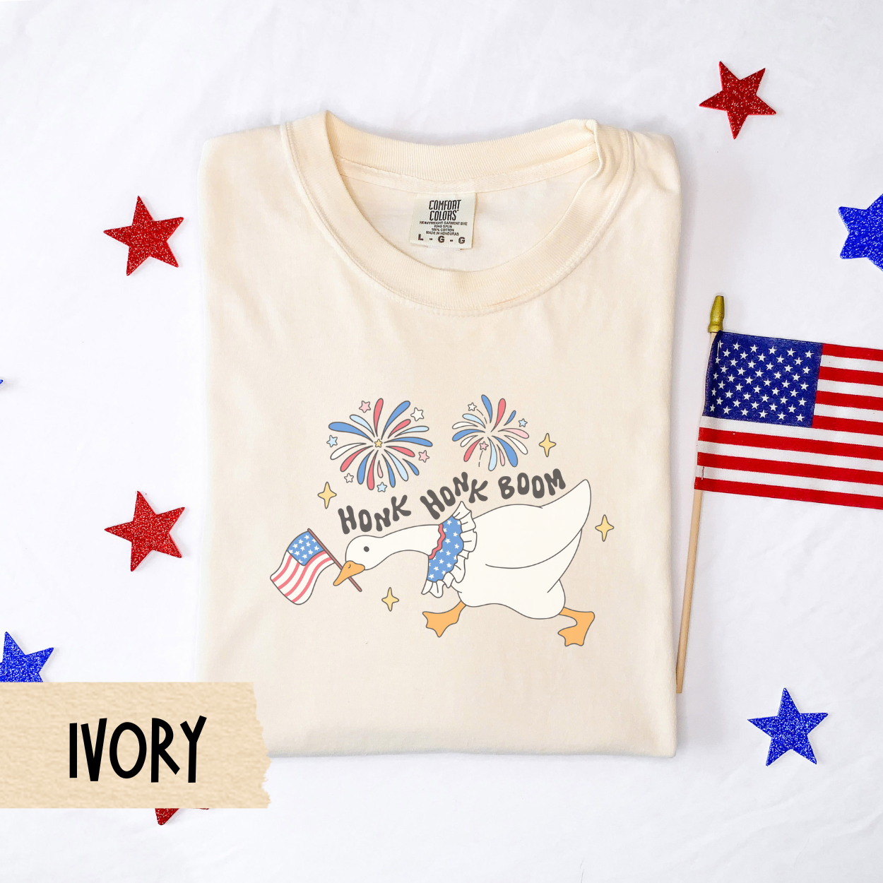 Silly goose shirt, patriotic goose tee, honk honk boom shirt, 4th of July shirt, comfort colors shirt, funny USA shirt, fireworks tee