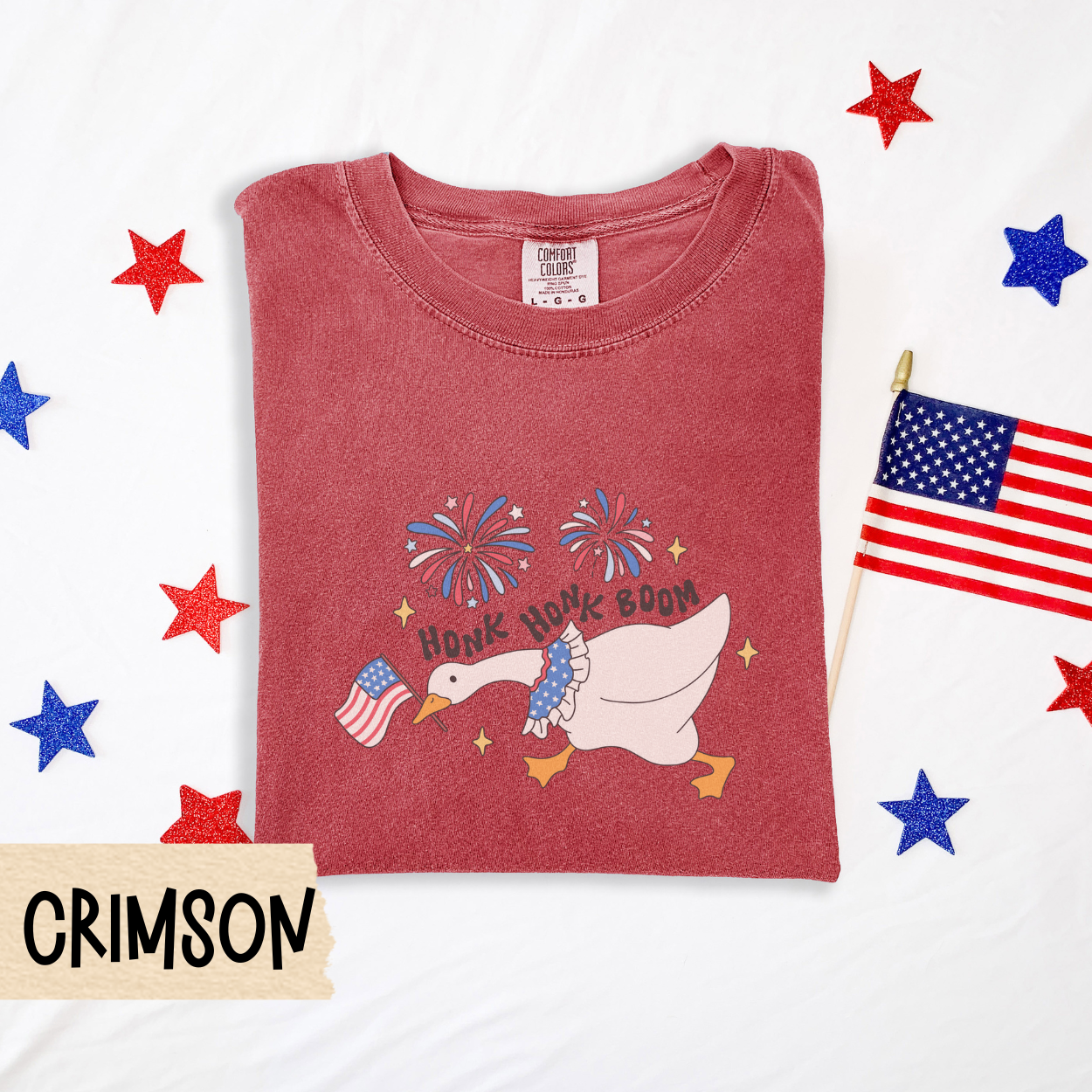 Silly goose shirt, patriotic goose tee, honk honk boom shirt, 4th of July shirt, comfort colors shirt, funny USA shirt, fireworks tee