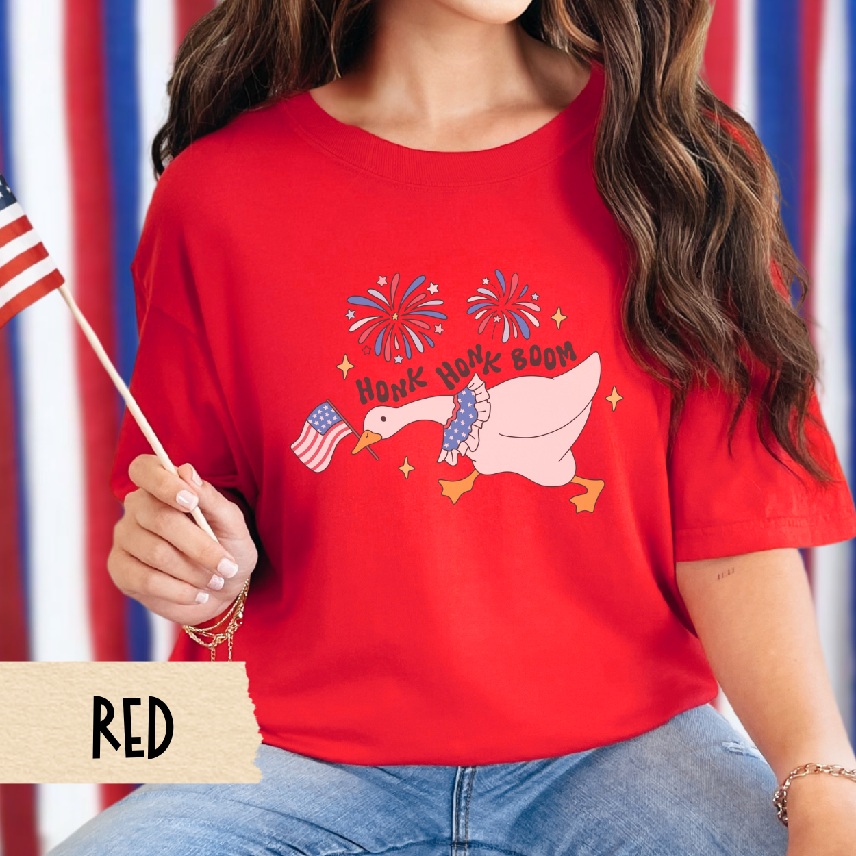 Silly goose shirt, patriotic goose tee, honk honk boom shirt, 4th of July shirt, comfort colors shirt, funny USA shirt, fireworks tee