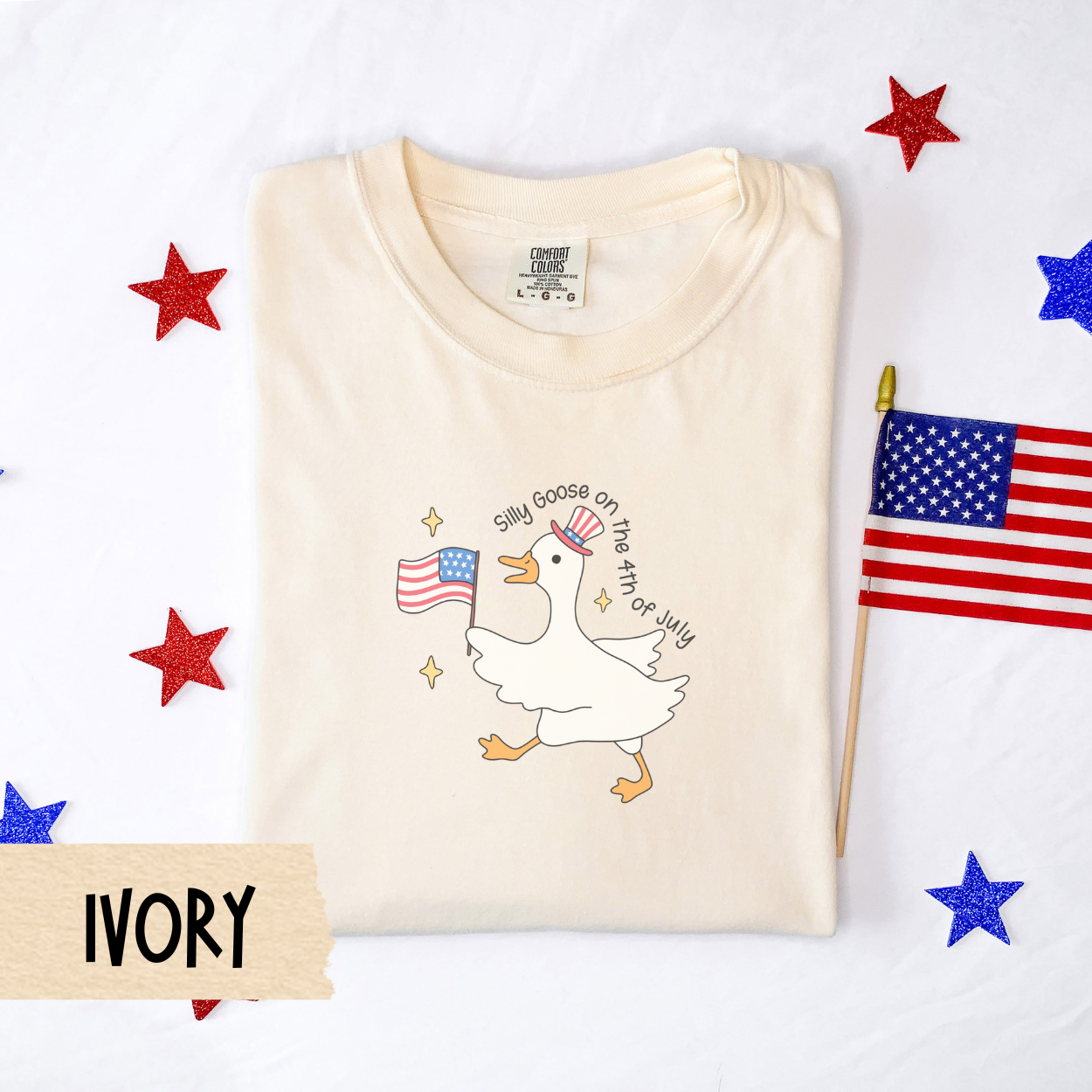 Silly goose 4th of July shirt, patriotic goose shirt, comfort colors tee, funny USA, July 4th outfit, American flag goose shirt