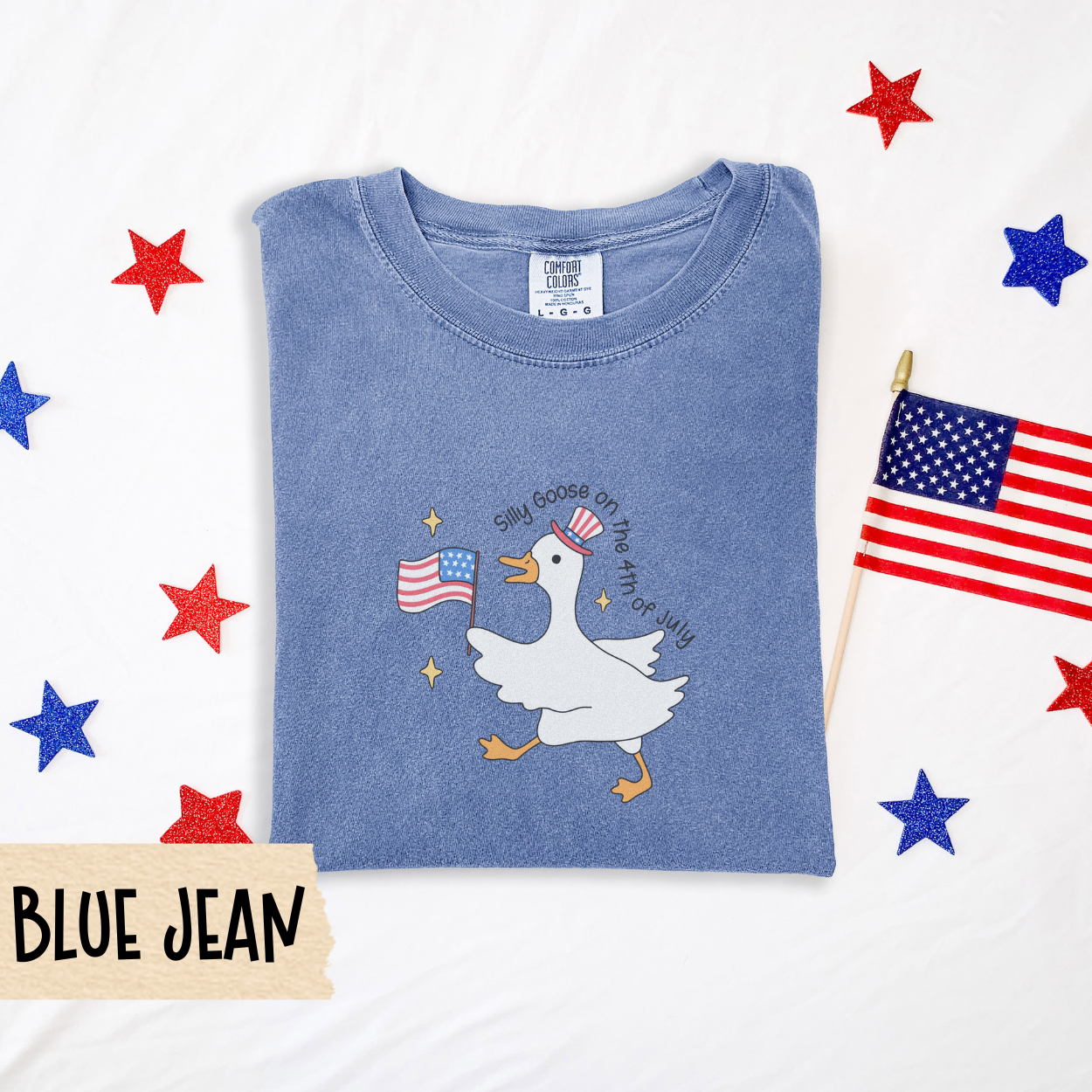 Silly goose 4th of July shirt, patriotic goose shirt, comfort colors tee, funny USA, July 4th outfit, American flag goose shirt