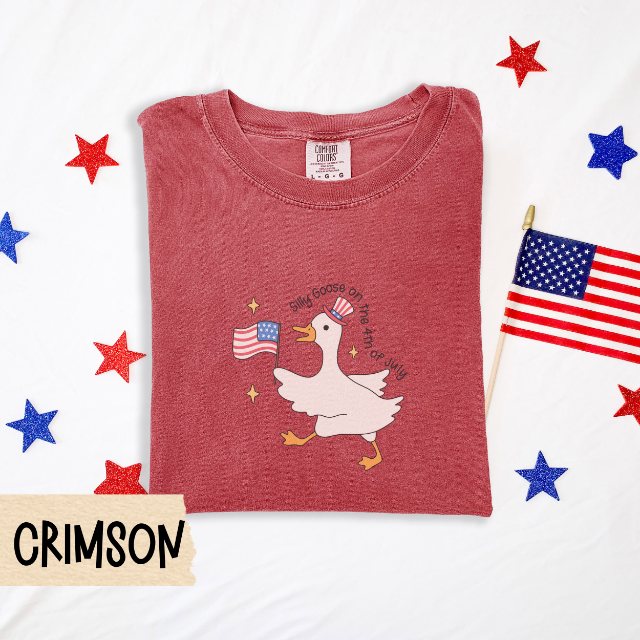 Silly goose 4th of July shirt, patriotic goose shirt, comfort colors tee, funny USA, July 4th outfit, American flag goose shirt