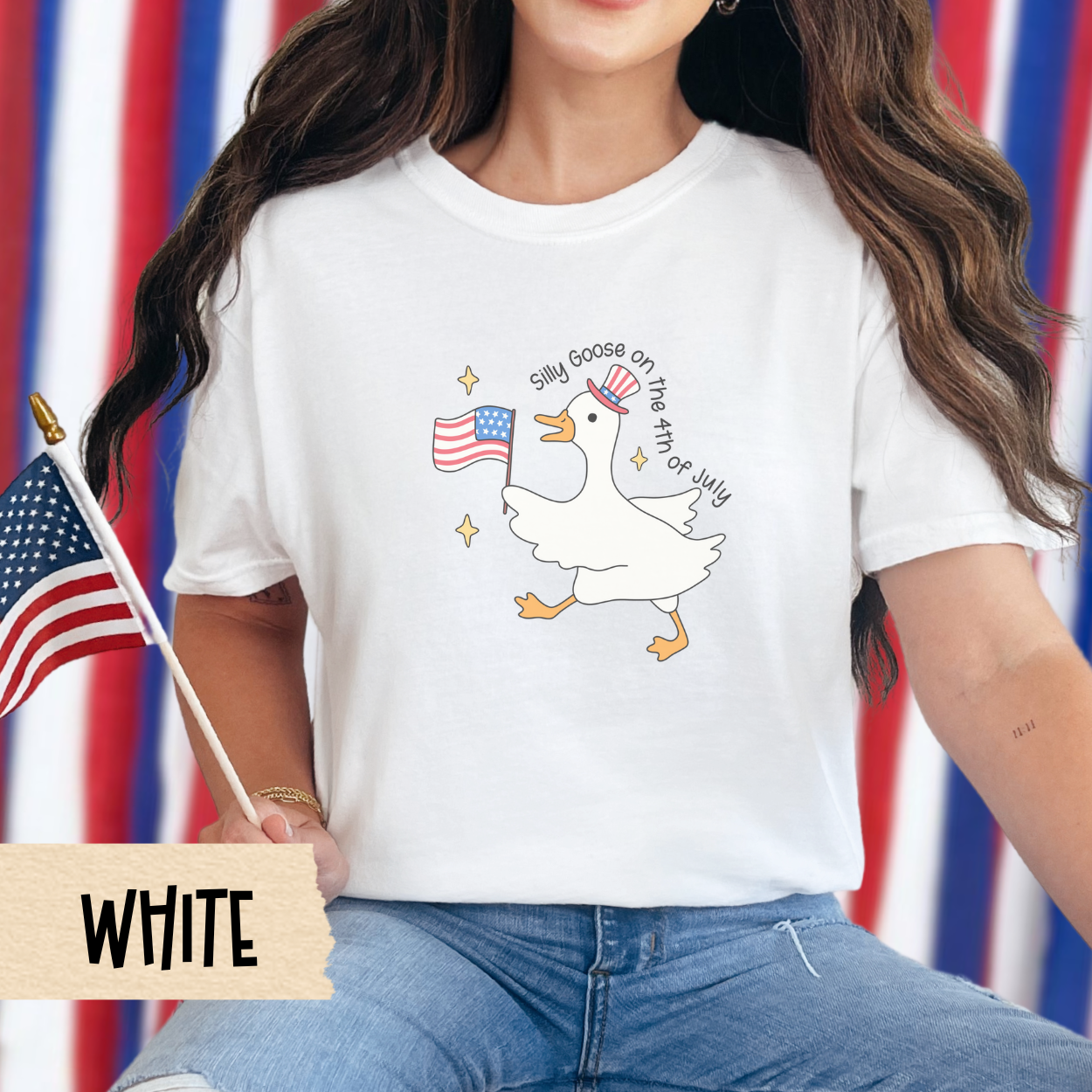 Silly goose 4th of July shirt, patriotic goose shirt, comfort colors tee, funny USA, July 4th outfit, American flag goose shirt