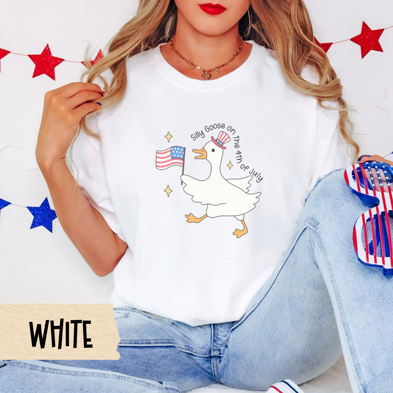 Silly goose 4th of July shirt, patriotic goose shirt, comfort colors tee, funny USA, July 4th outfit, American flag goose shirt