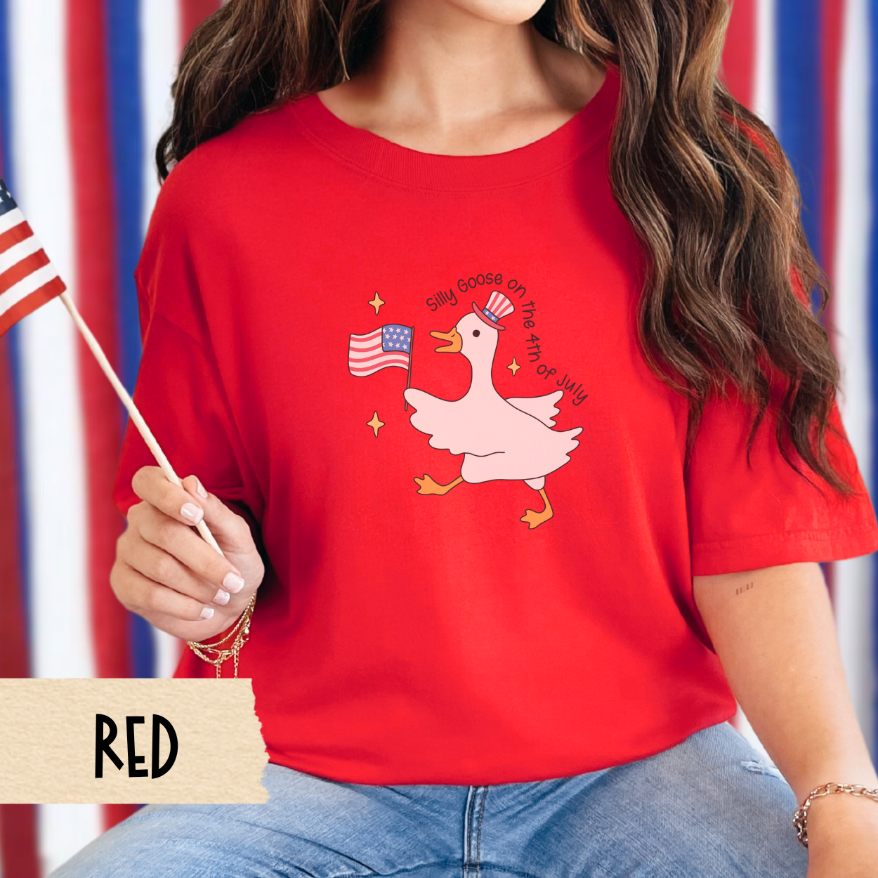 Silly goose 4th of July shirt, patriotic goose shirt, comfort colors tee, funny USA, July 4th outfit, American flag goose shirt