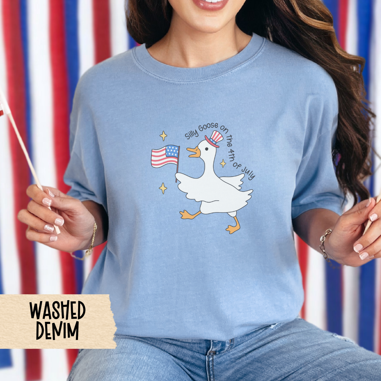 Silly goose 4th of July shirt, patriotic goose shirt, comfort colors tee, funny USA, July 4th outfit, American flag goose shirt