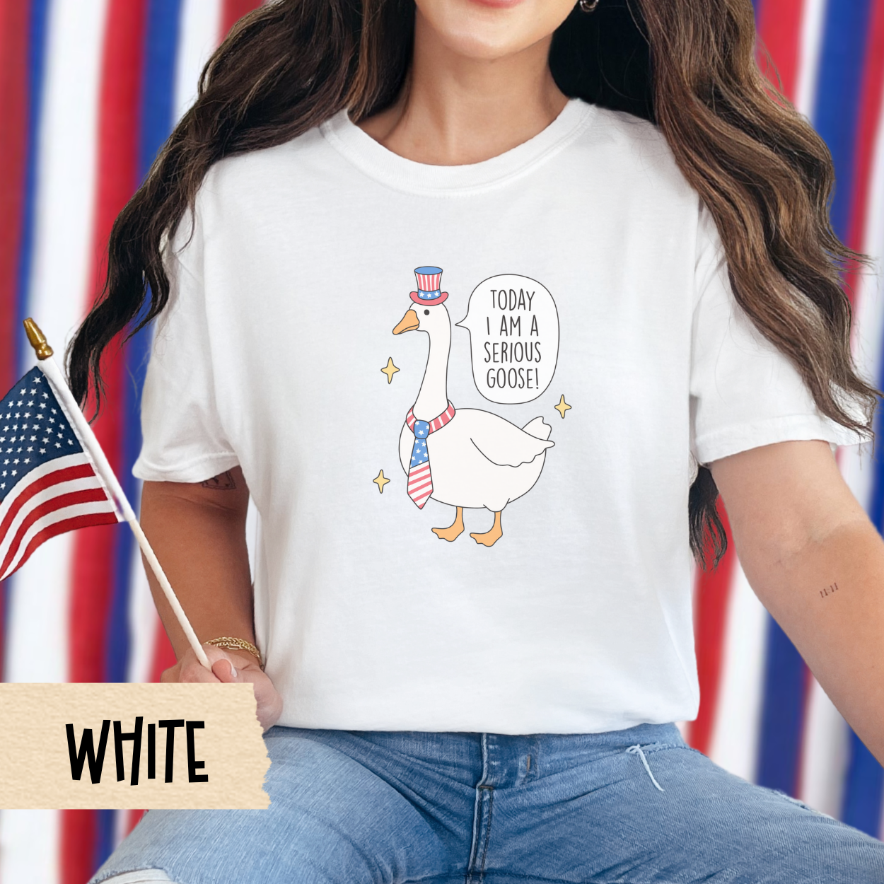 Serious goose shirt, funny 4th of July tee, patriotic goose shirt, comfort colors shirt, quirky USA shirt, red white blue outfit, July 4